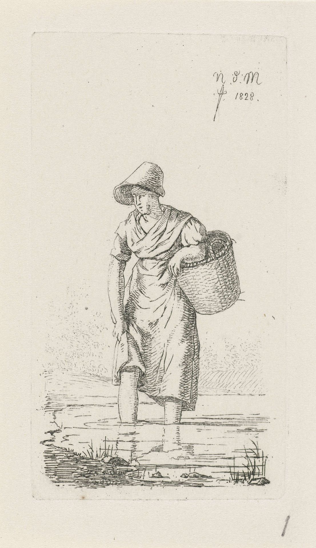 Wadende vrouw by Anthonie Willem Hendrik Nolthenius de Man