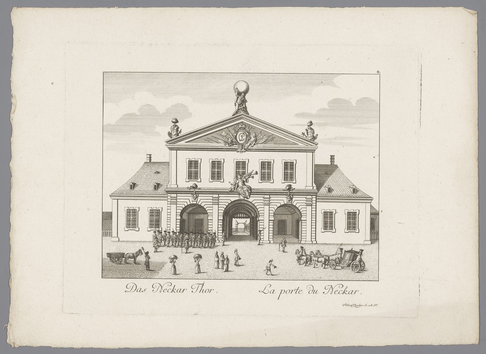 Gezicht op de Neckarpoort, te Mannheim by gebroeders Klauber