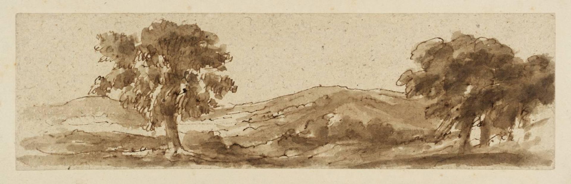 Hill between Two Clumps of Trees by British School 18th century
