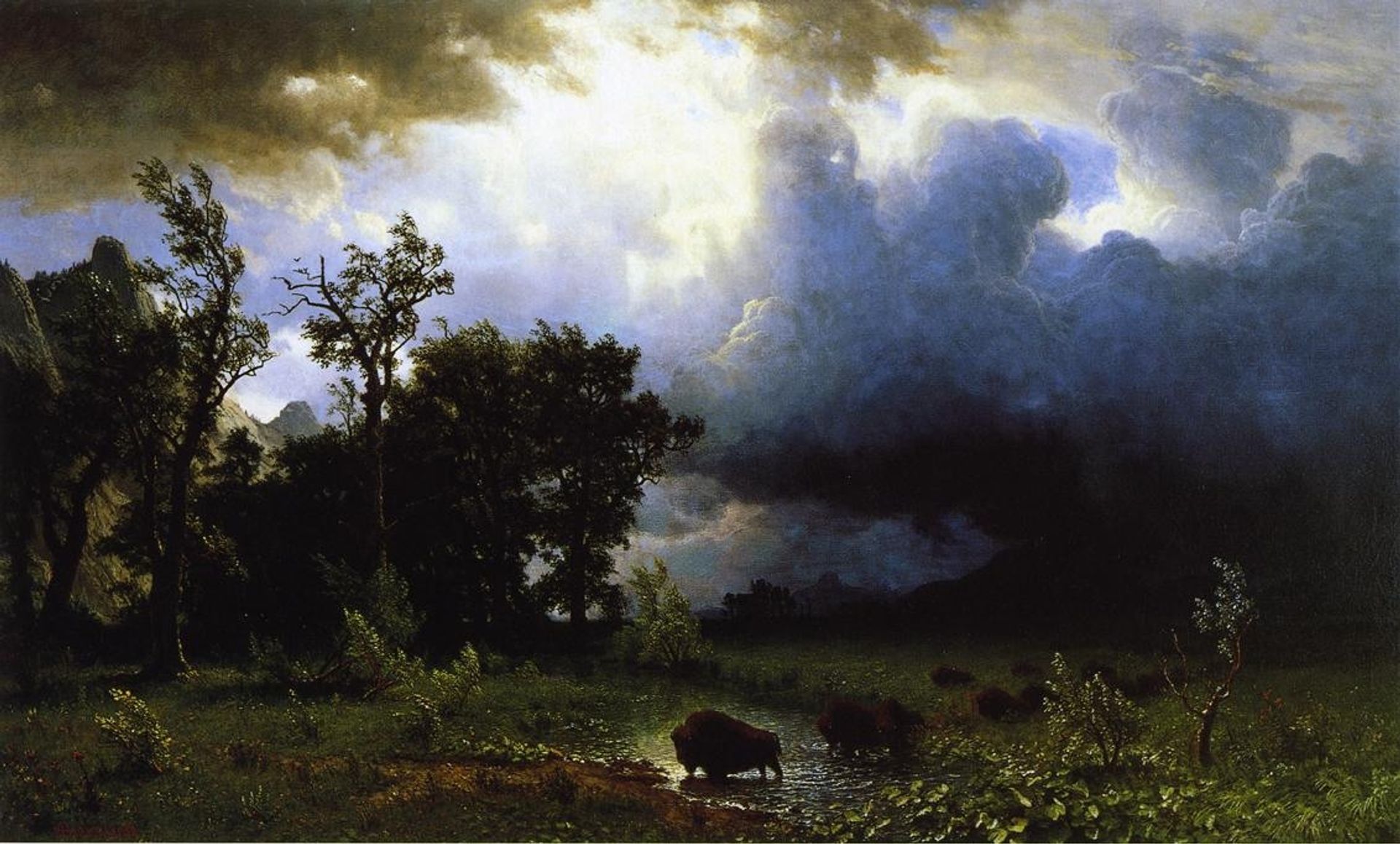 Buffalo Trail the Impending Storm by Albert Bierstadt