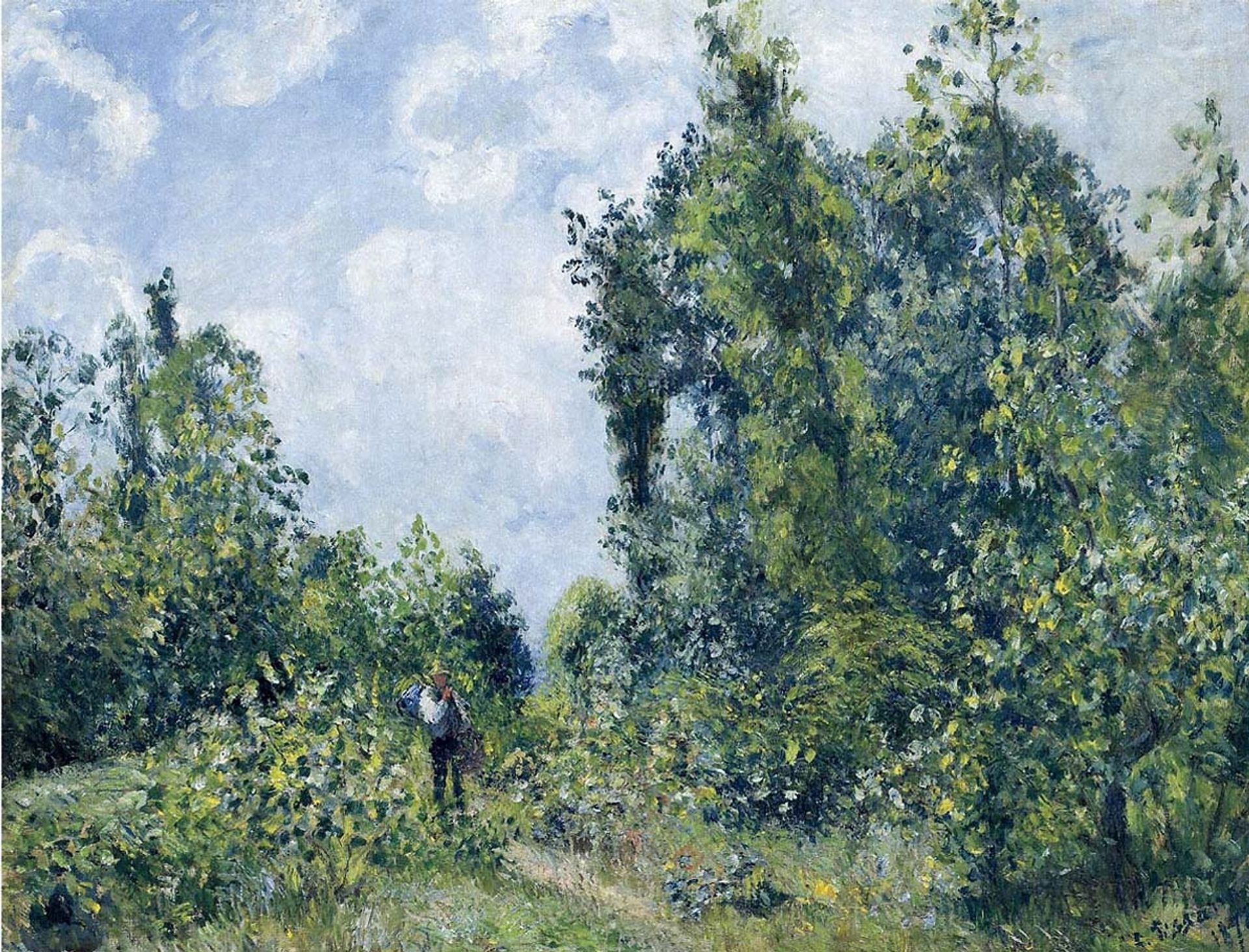 Wanderer near the Wood by Camille Pissarro