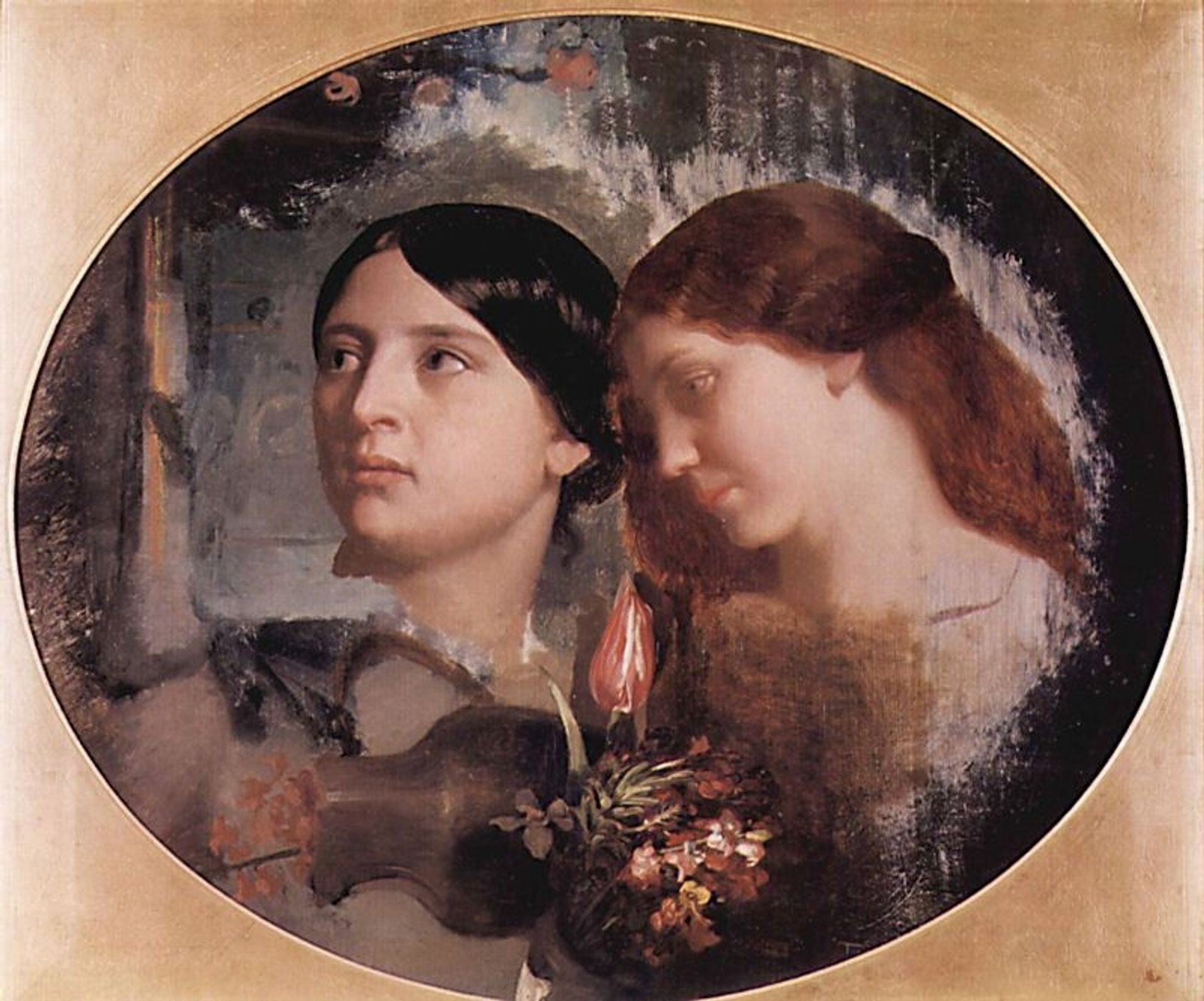 Two Women with a Bouquet of Flowers by Charles Gleyre