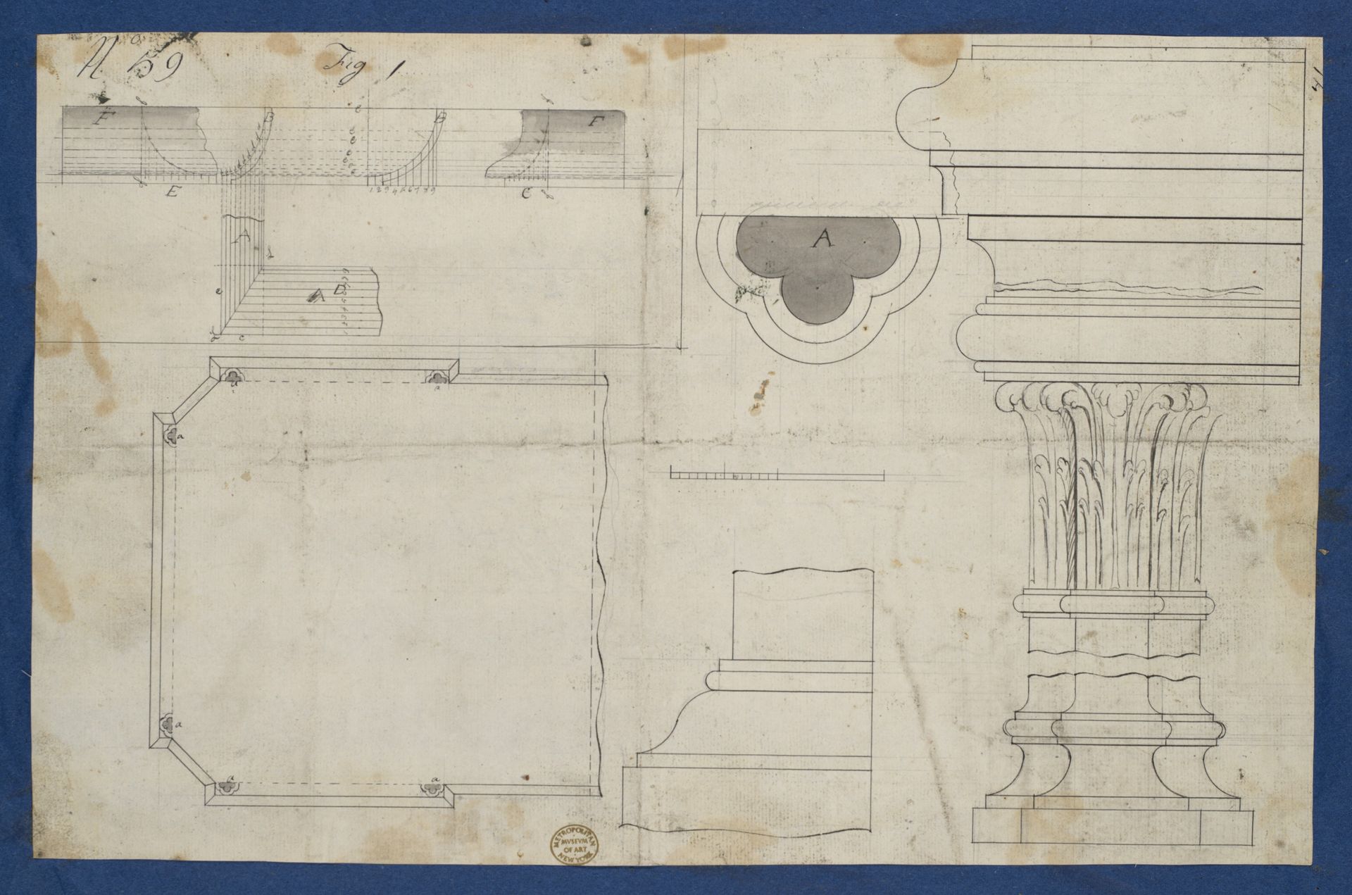 Plan for Library Table with Moldings, from Chippendale Drawings, Vol. II by Thomas Chippendale