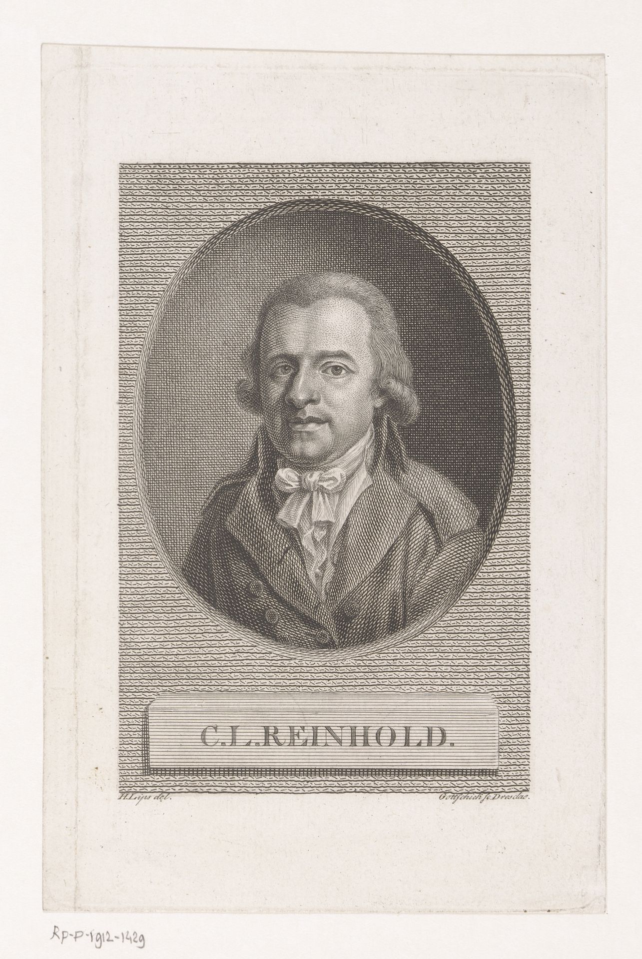 Portret van Carl Leonhard Reinhold by Johann Christian Benjamin Gottschick