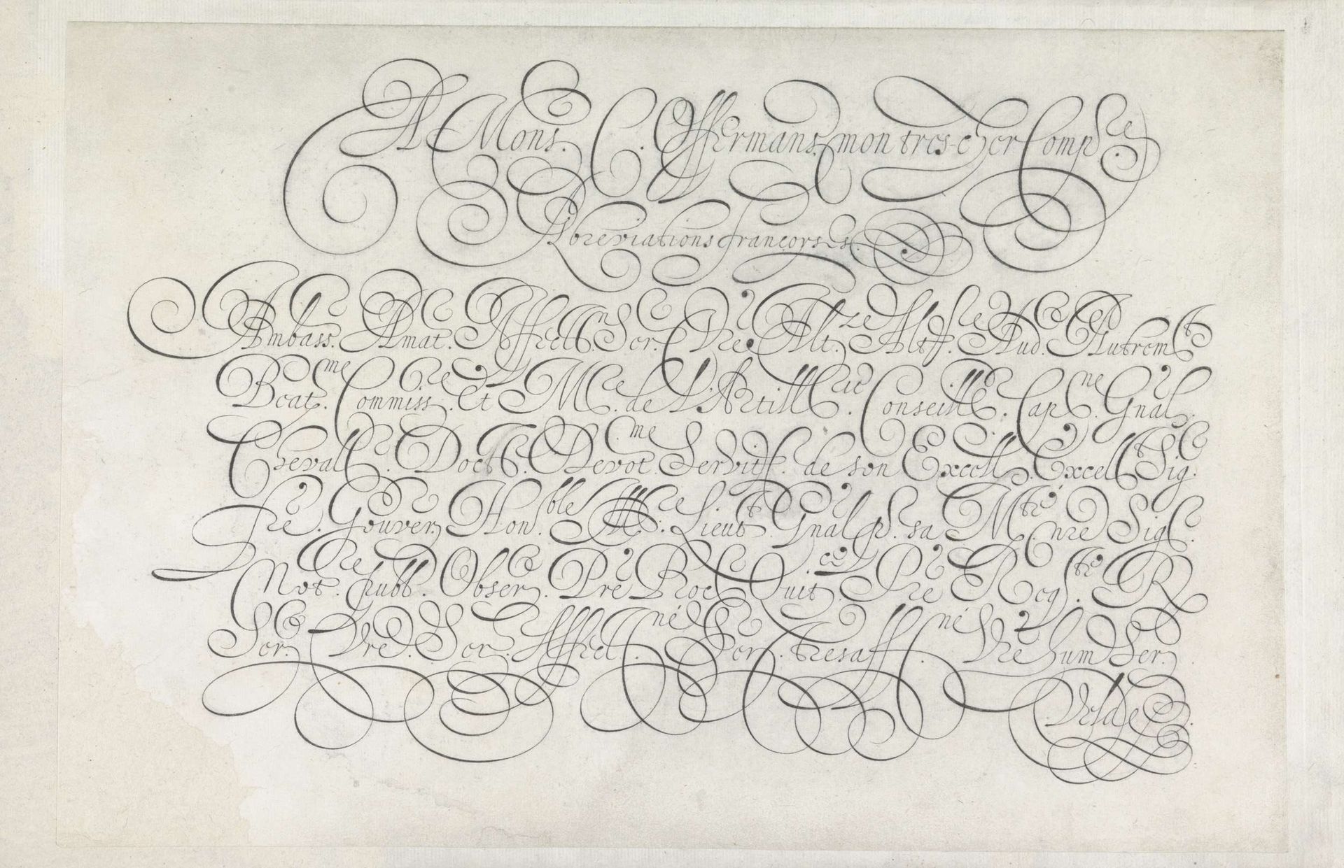 Ontwerp van een schrijfvoorbeeld: A mons. C. Offermans (...) by Jan van de Velde I