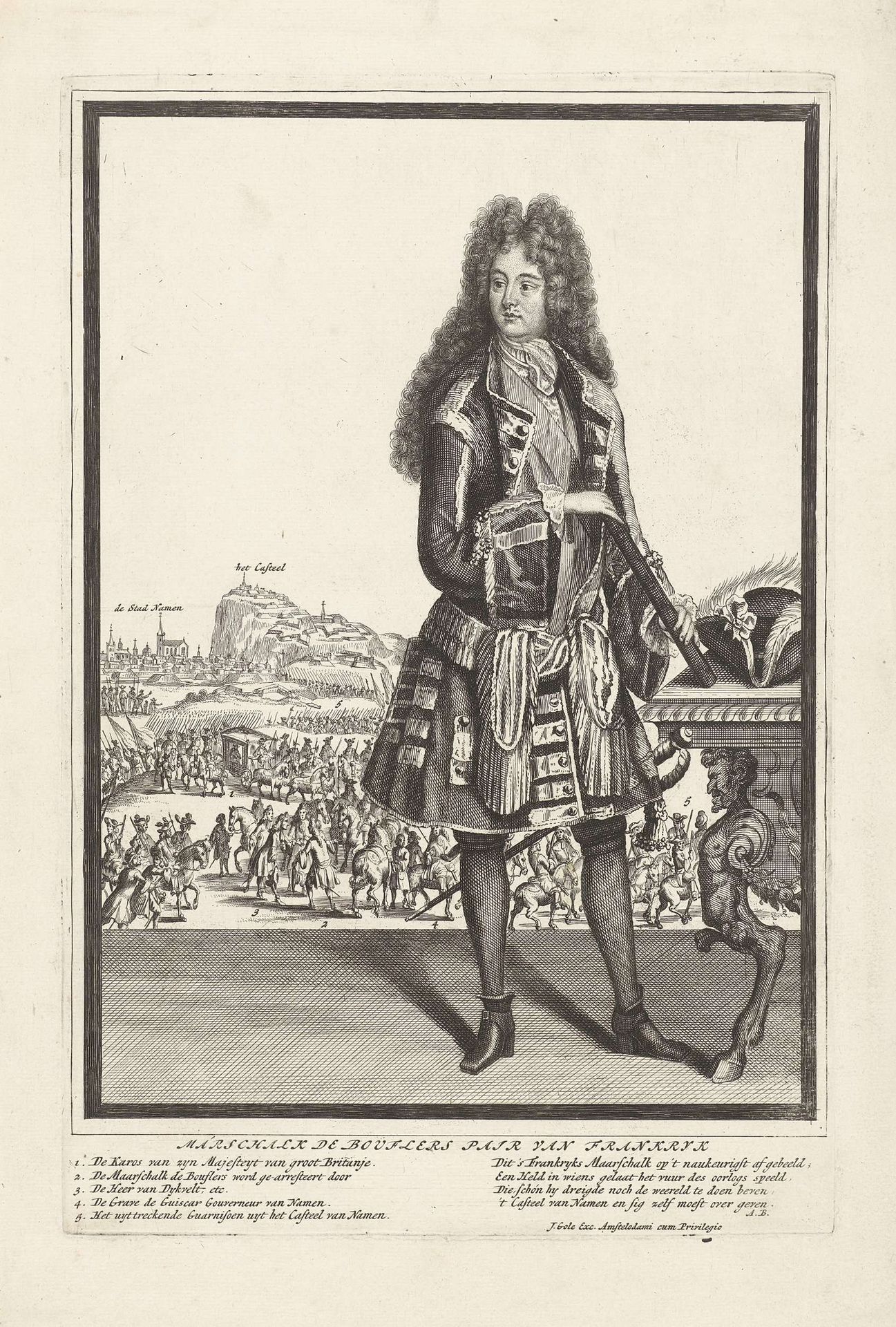 Portret van maarschalk Louis François, hertog van Boufflers by Jacob Gole