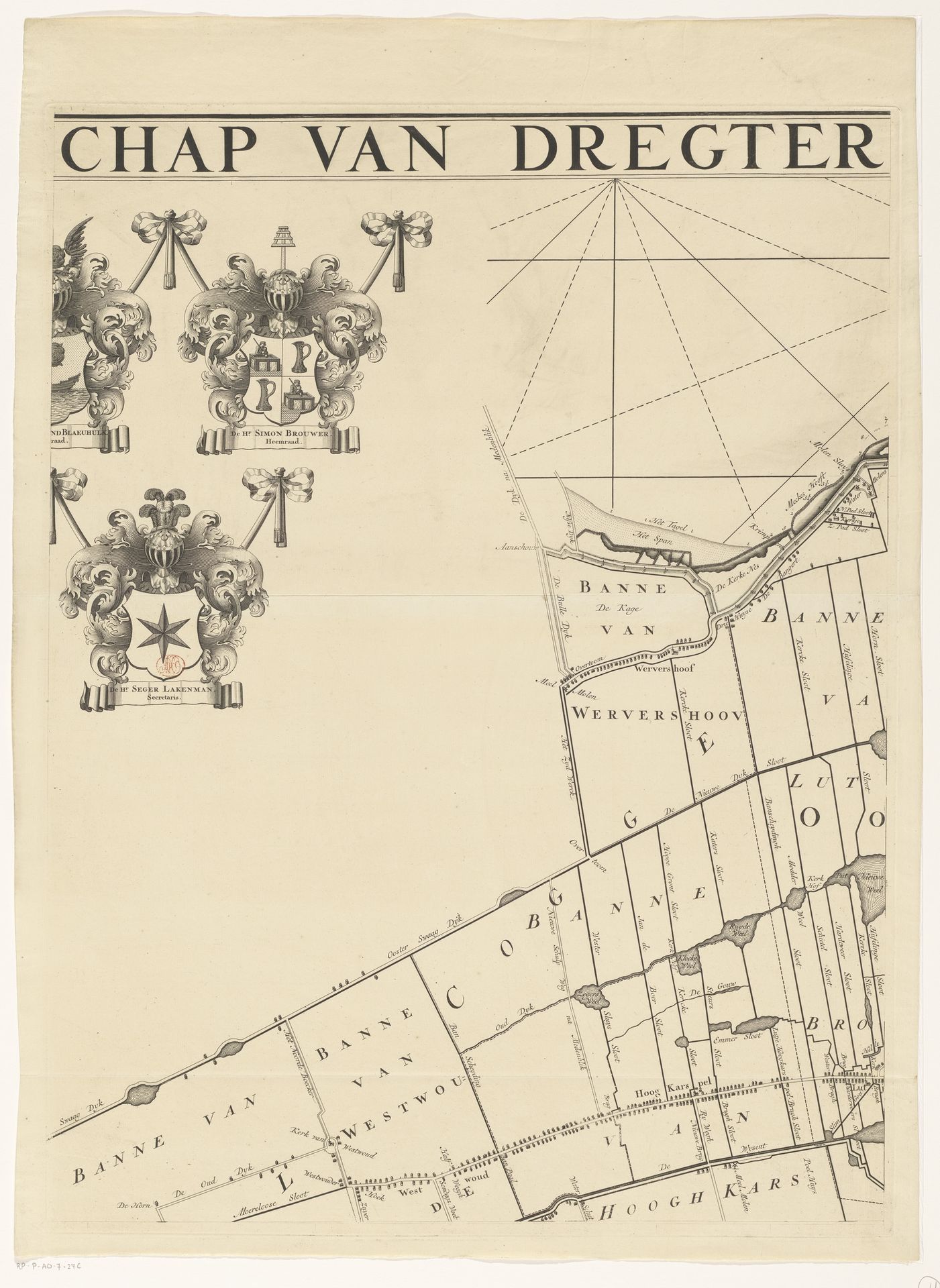 Kaart van het dijkgraafschap Drechterland (derde deel van boven) by Hendrik de Leth