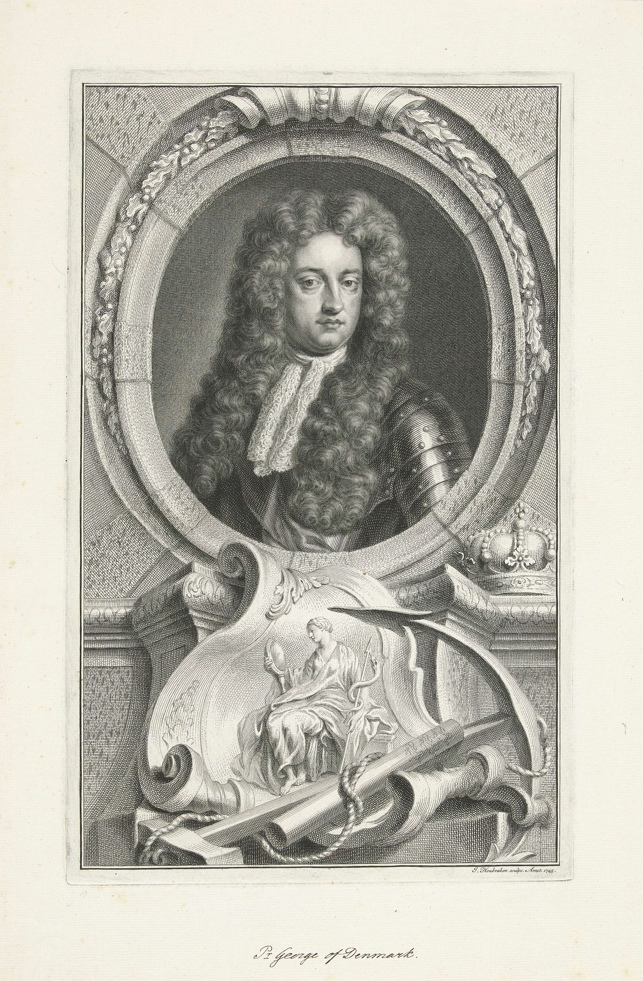 Portret van George, prins van Denemarken by Jacob Houbraken