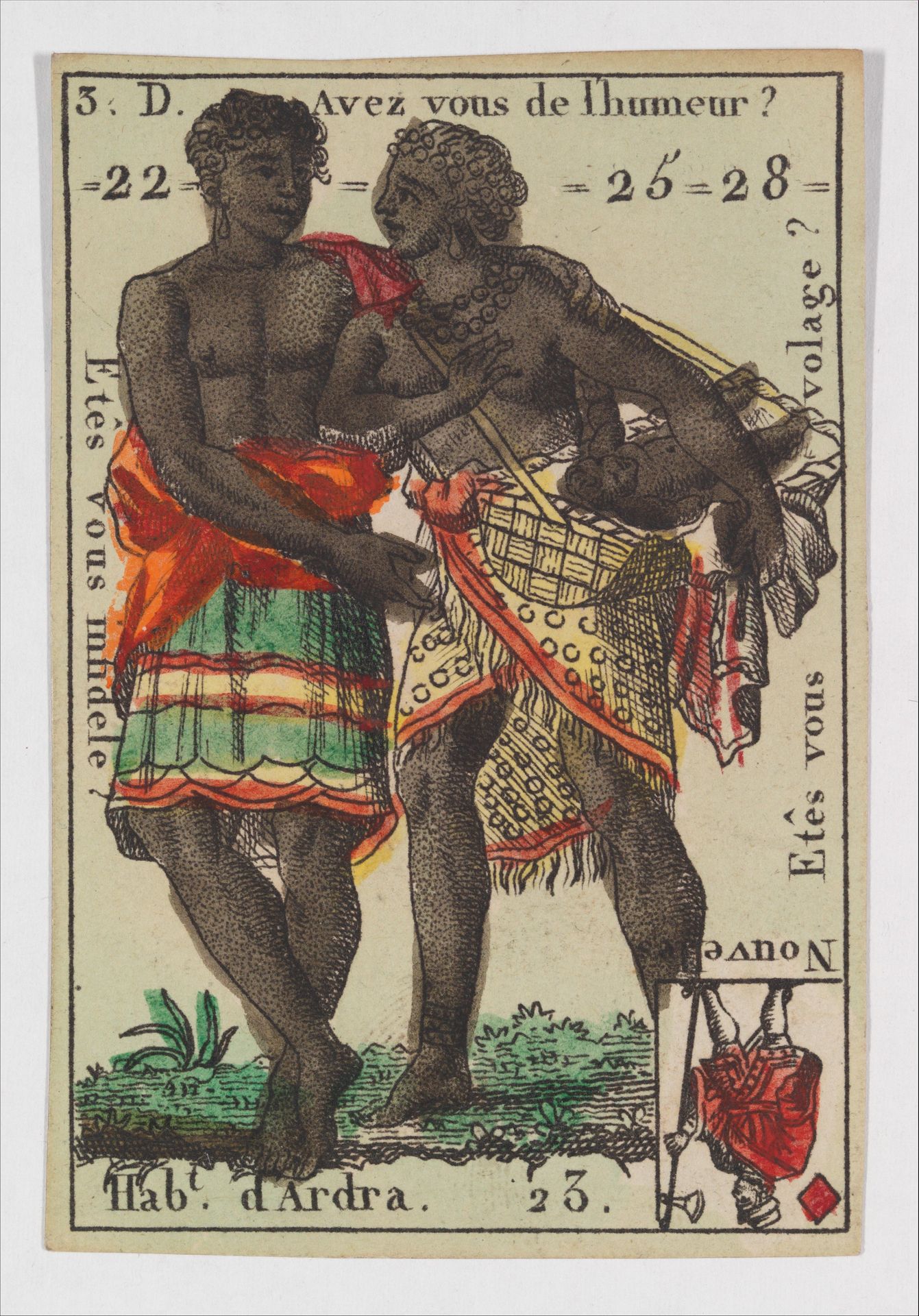 Hab.t d'Ardra, from the playing cards (for quartets) "Costumes des Peuples Étrangers" by Anonymous