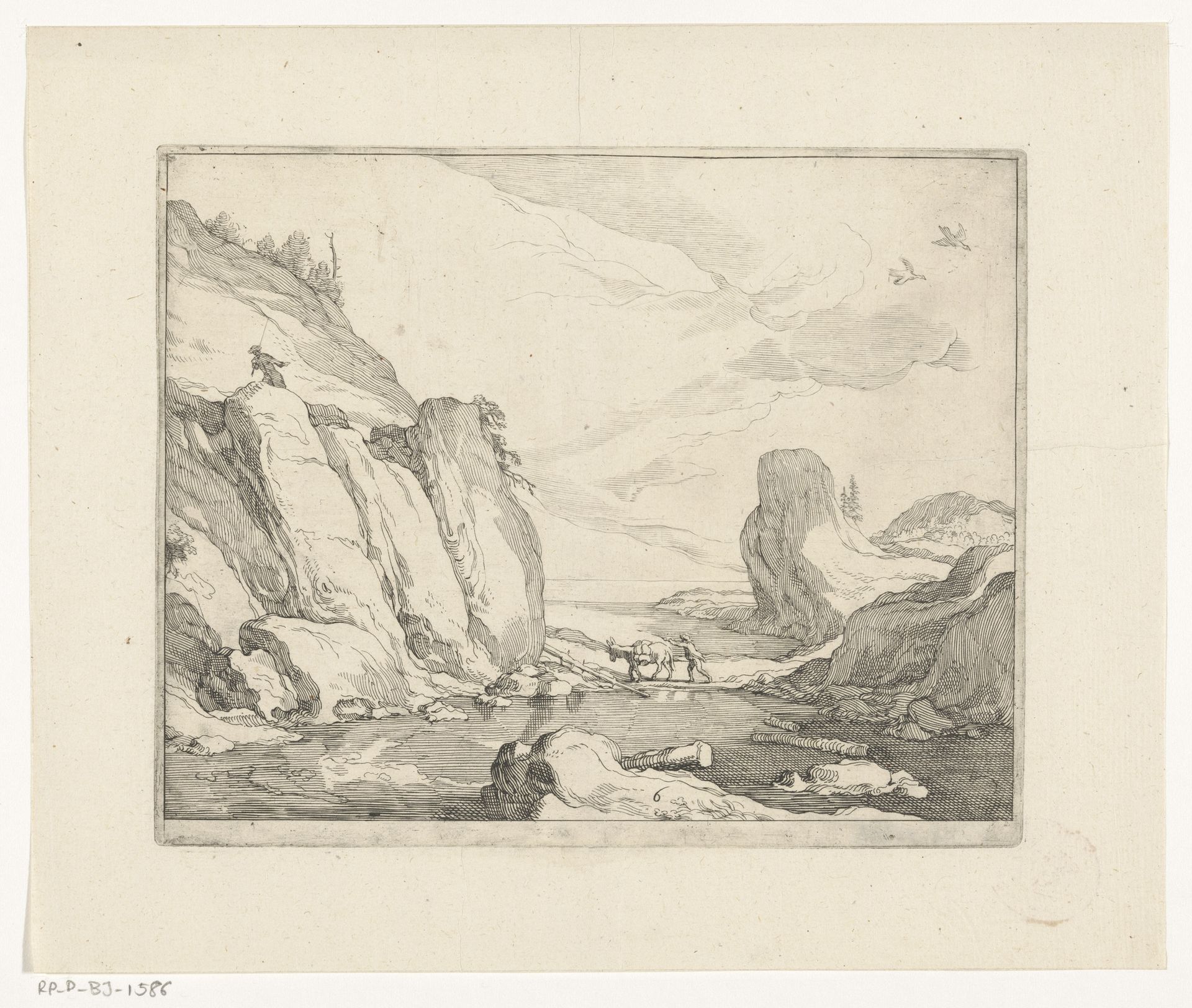 Kustlandschap met rotsen by Frederick Bloemaert