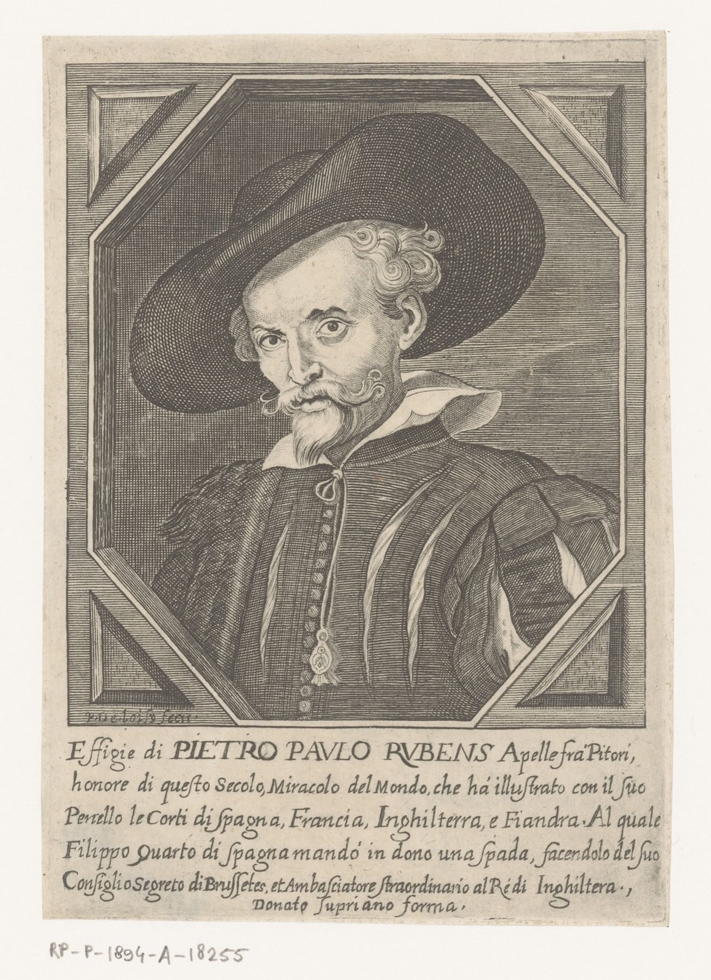 Portret van Peter Paul Rubens by Pierre de (III) Loisy