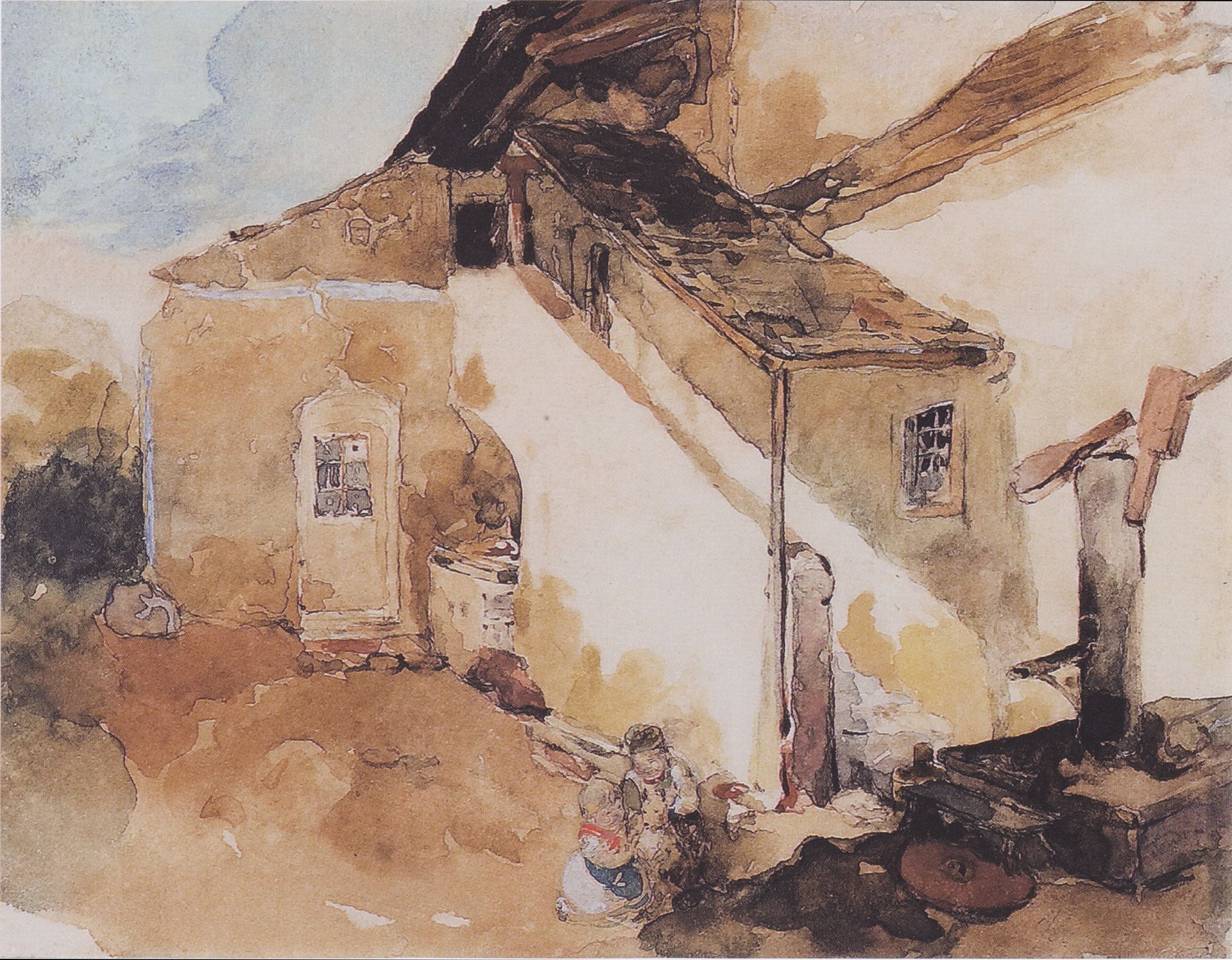 Rural scene with children by Peter Fendi