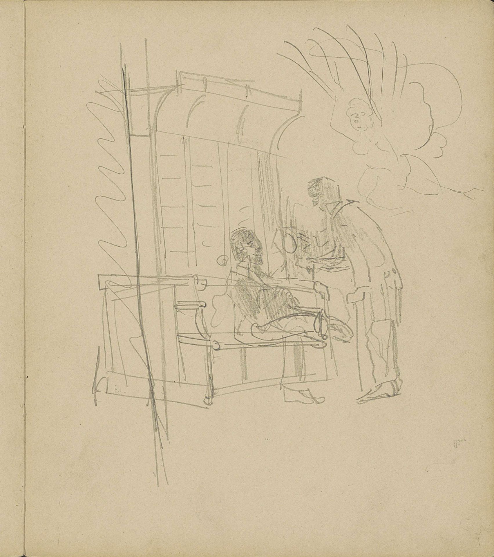 Zittende man op een kerkbank by Carel Adolph Lion Cachet
