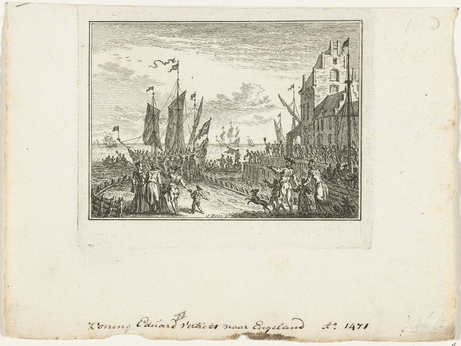 Koning Eduard IV vertrekt naar Engeland, 1471 by Simon Fokke