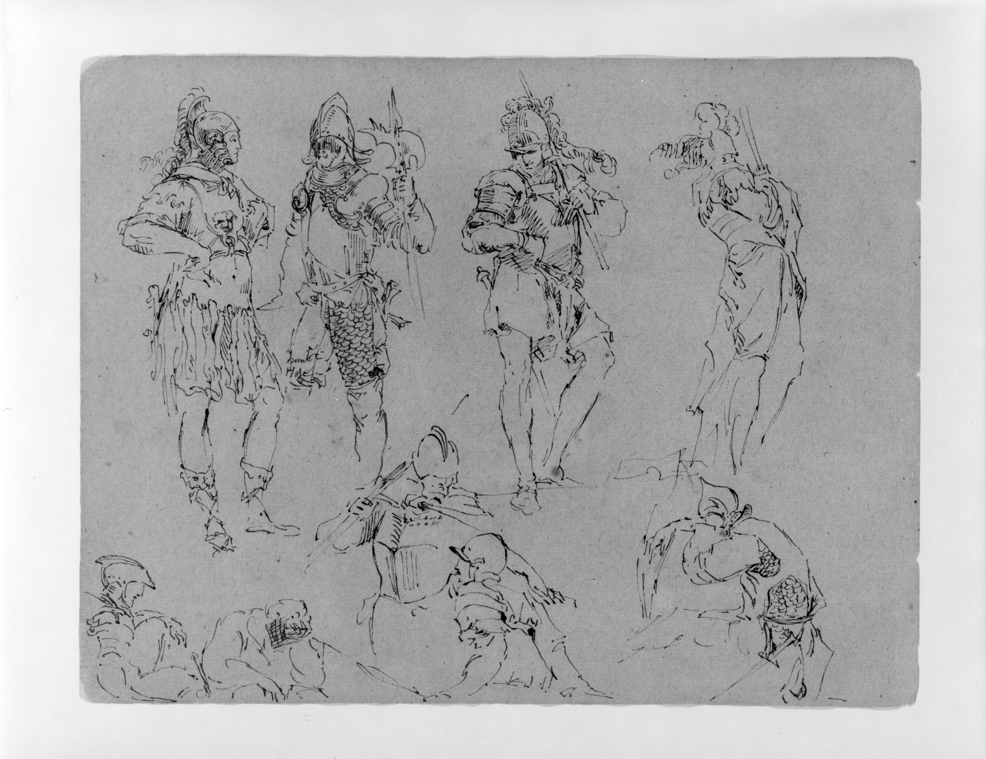 Nine Figures in Military Dress (from Sketchbook) by Thomas Sully