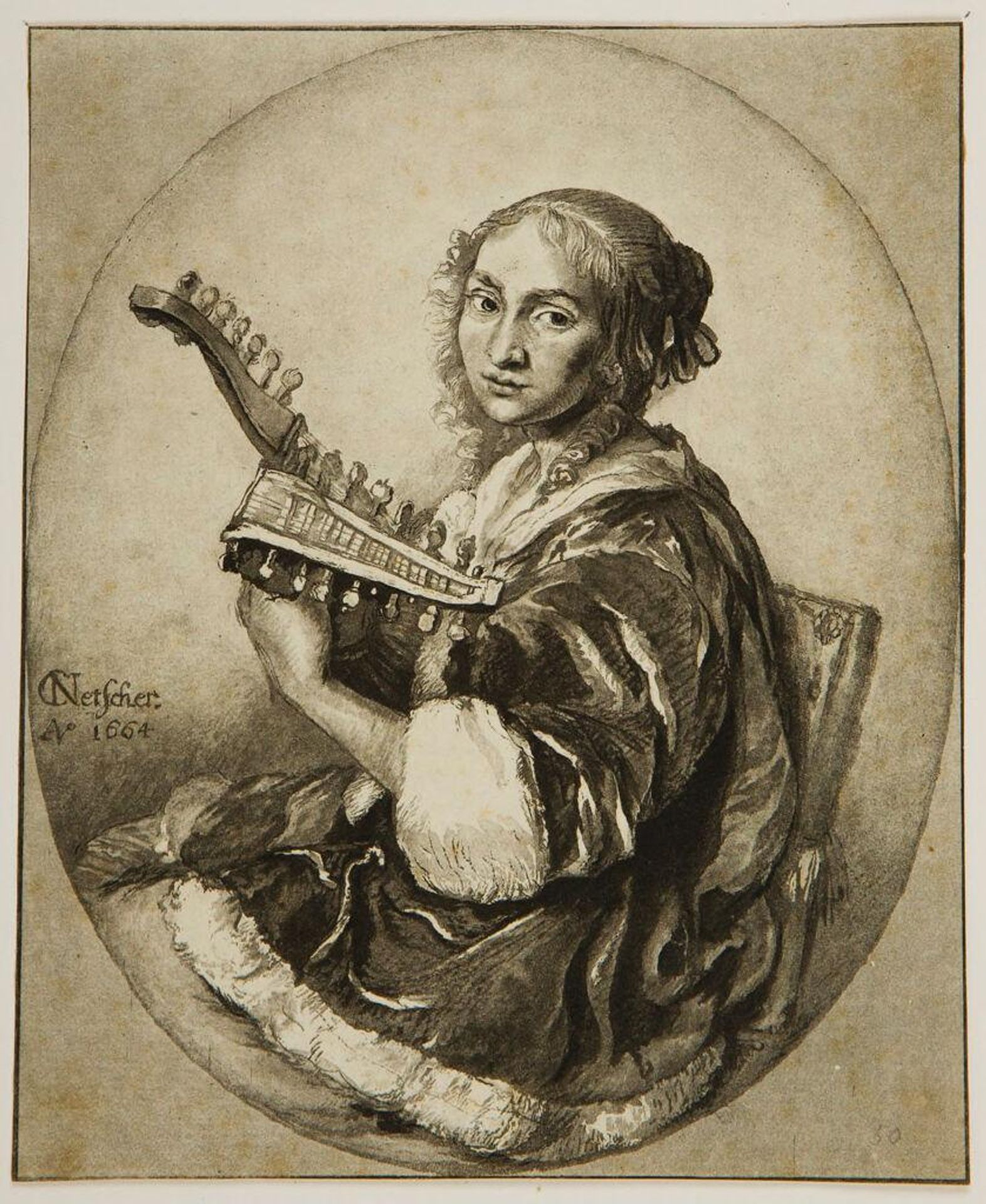 Woman Playing a Guitar by Cornelis Ploos van Amstel