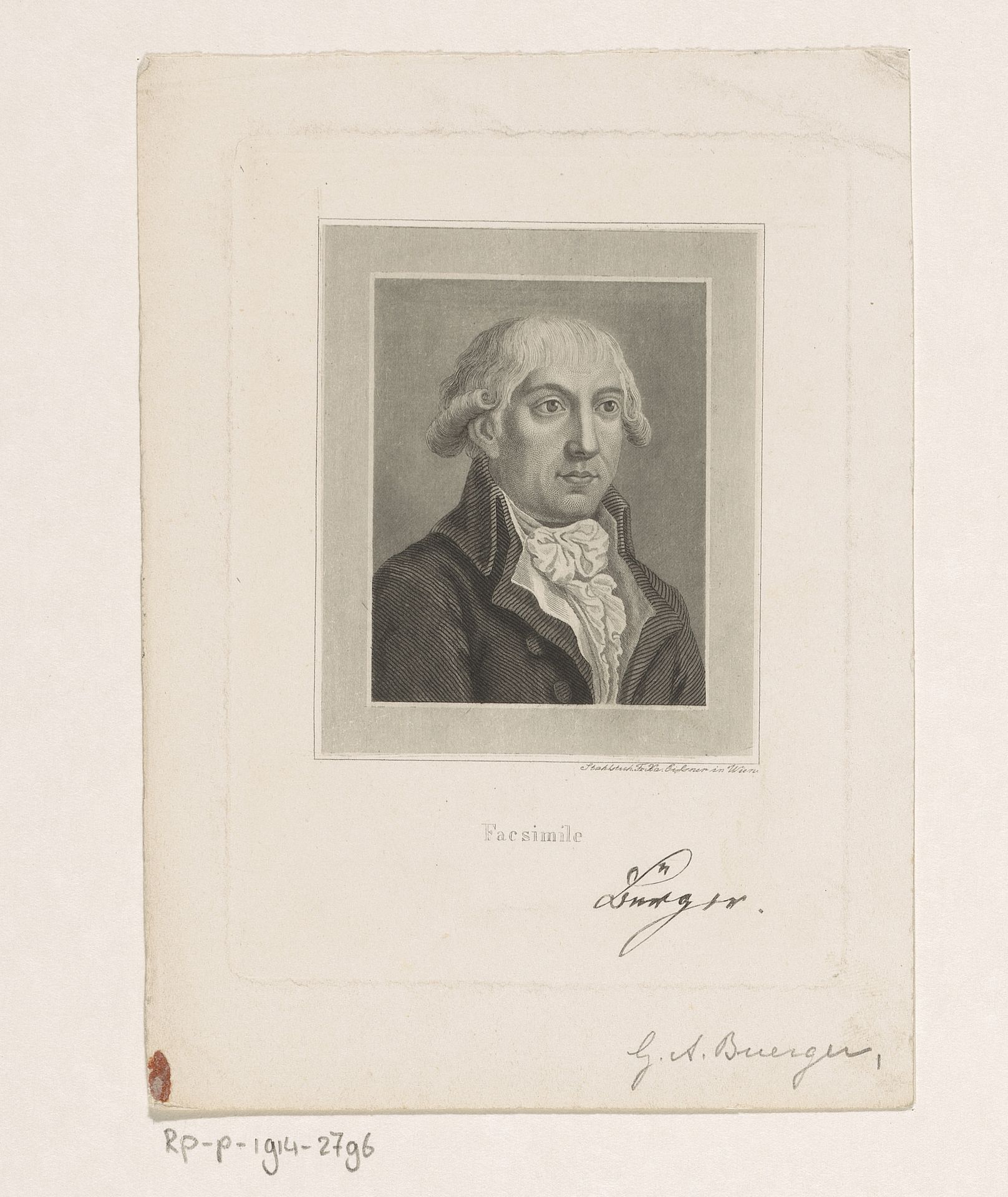 Portret van Gottfried August Bürger by Franz Xaver Eissner