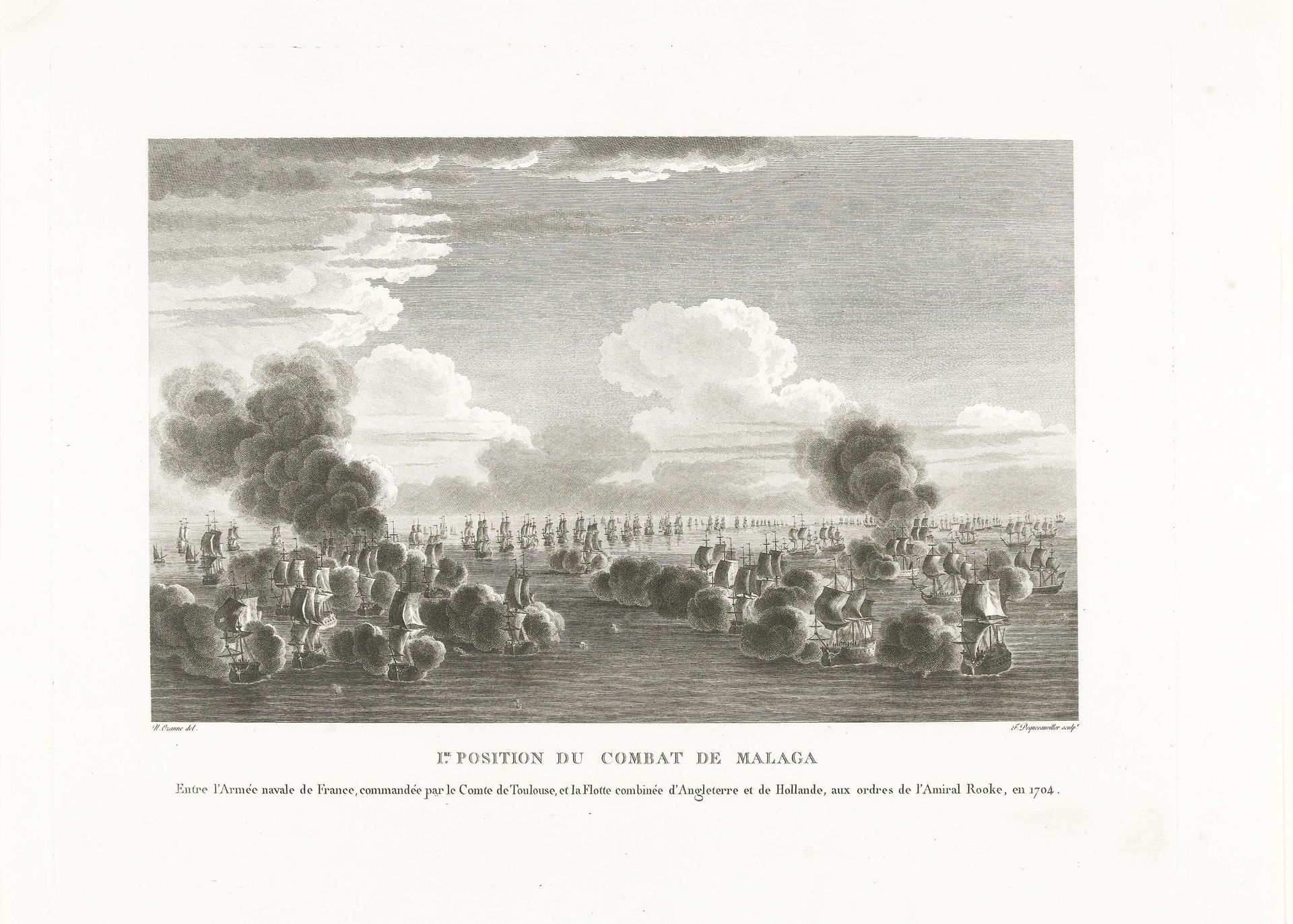 Zeeslag bij Malaga, 1704 by François Jacques Dequevauviller