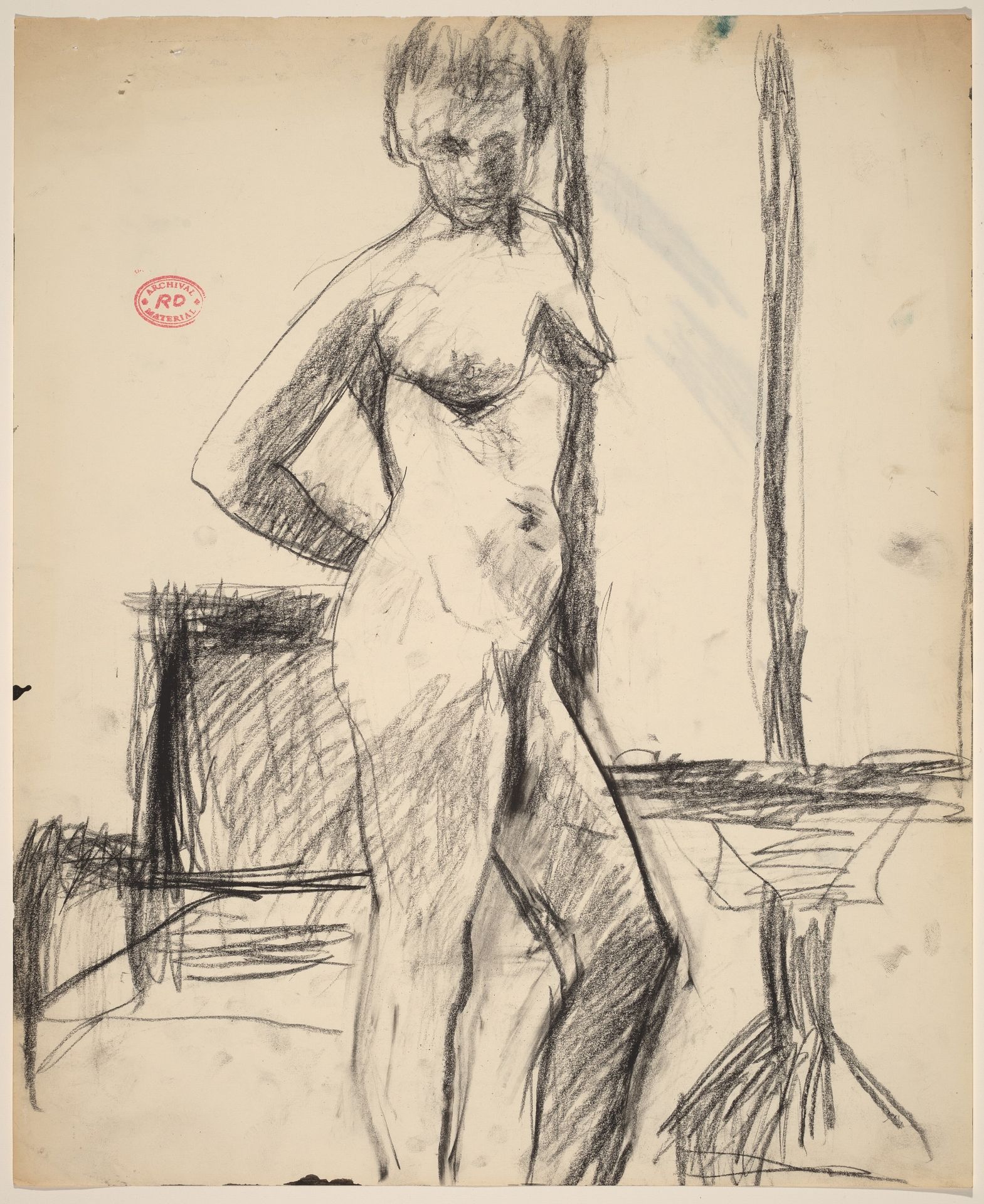 Untitled [female nude standing in the studio] by Richard Diebenkorn