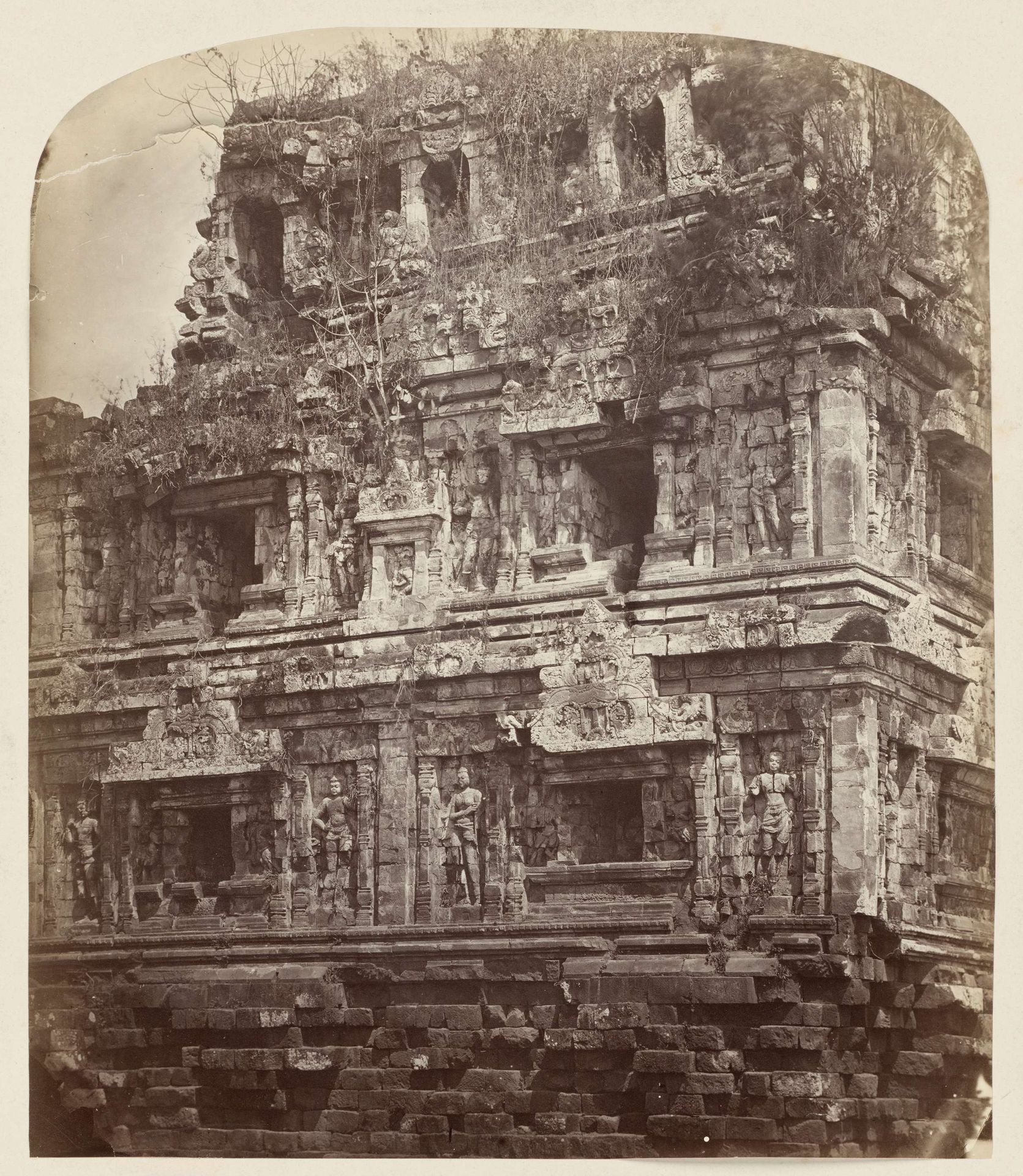 Candi Sari Monastery (Buddhist), side wall (probably northern), decorated with semi-divine beings, near Kalasan, Yogyakarta district, D.I. Yogyakarta province 9th century,  Indonesia by Isidore Kinsbergen