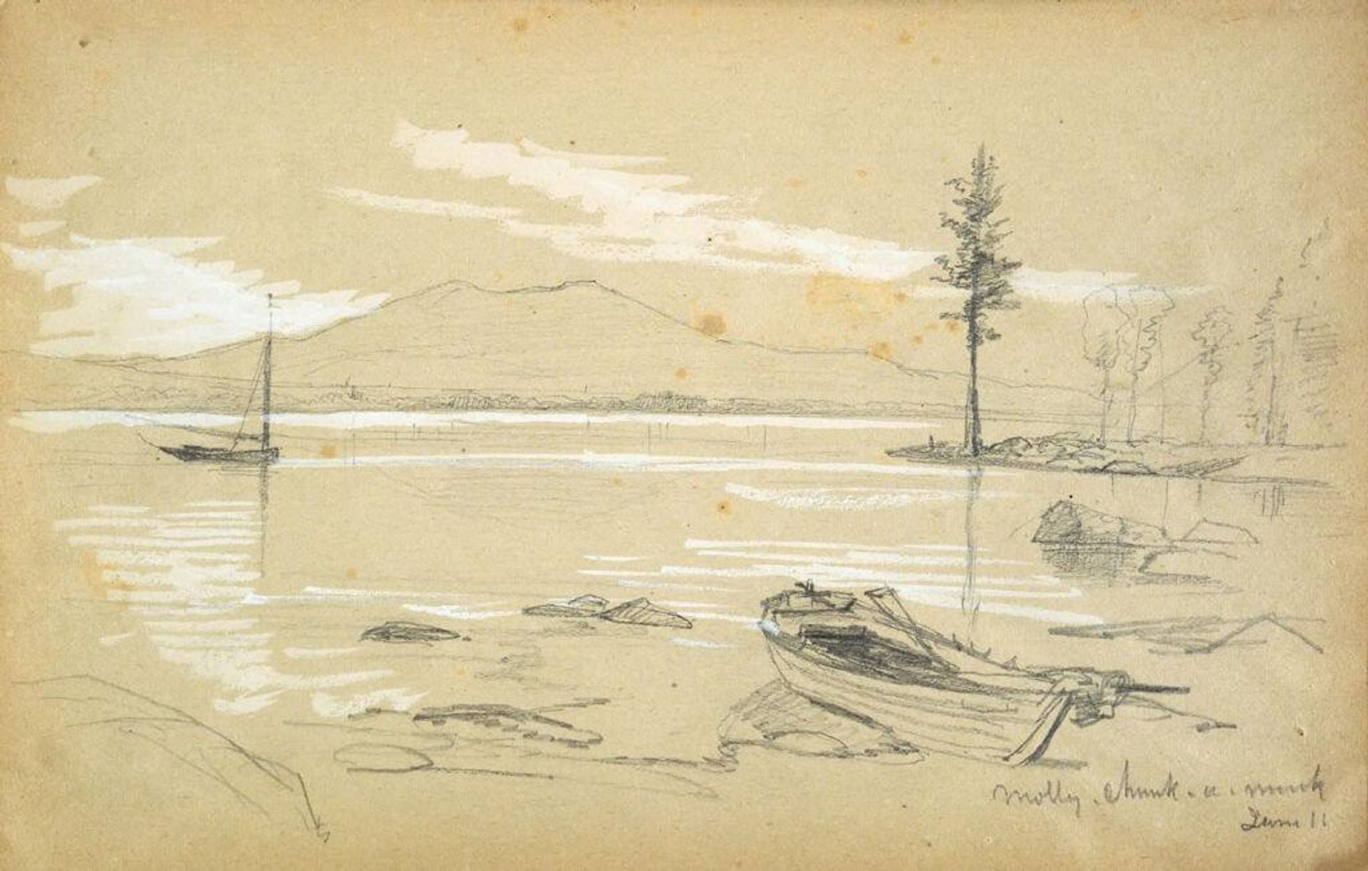 Lake Molly Chunk-a-Muuk with Boats by Benjamin Champney
