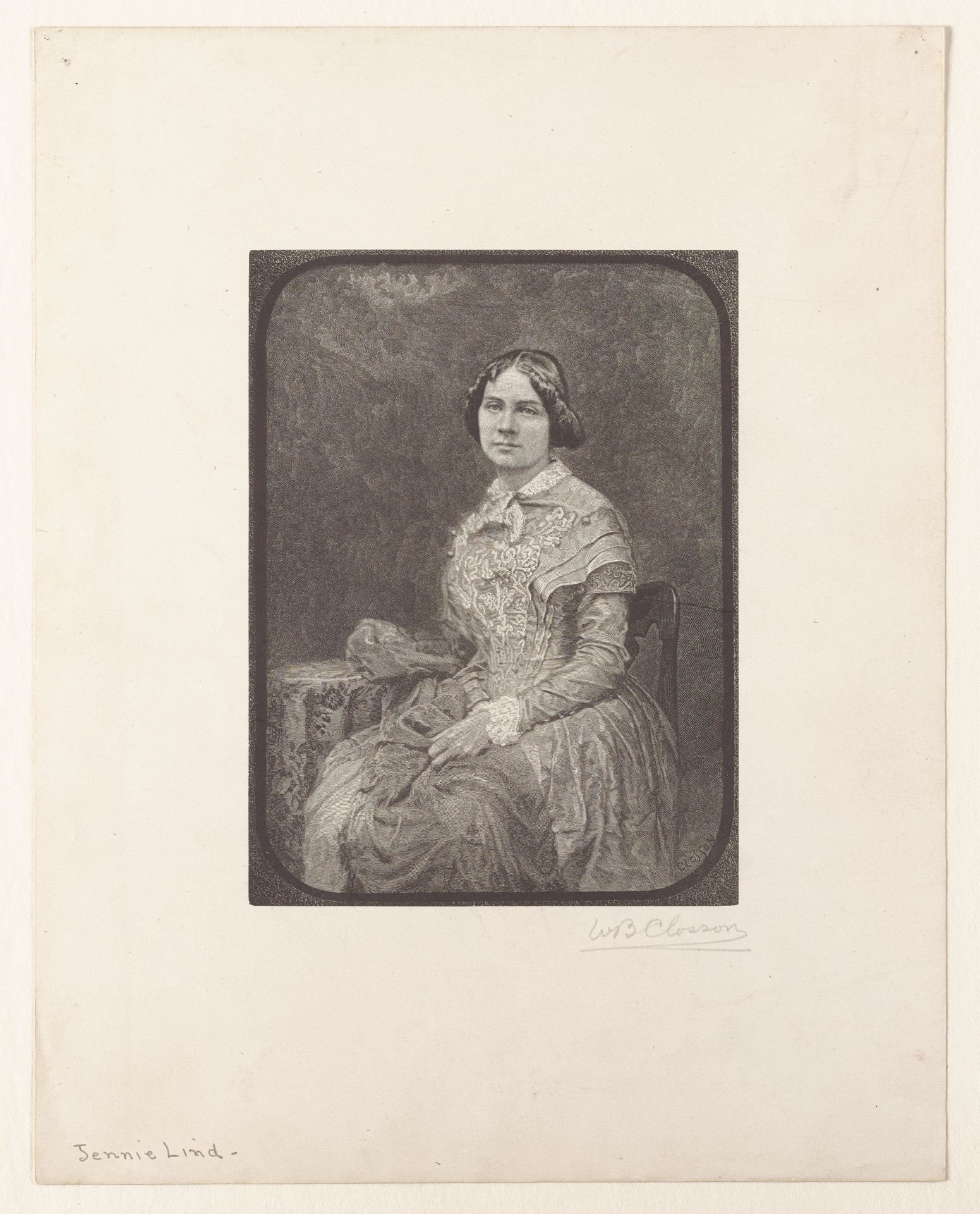 Portrait of Jenny Lind (seated) by William B. Closson