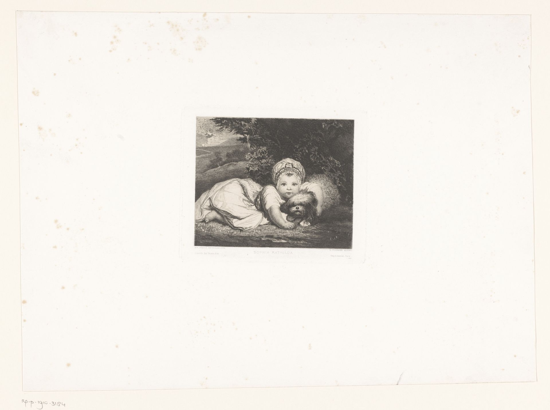 Prinses Sophia Matilda van Gloucester met haar hondje by Léopold Flameng