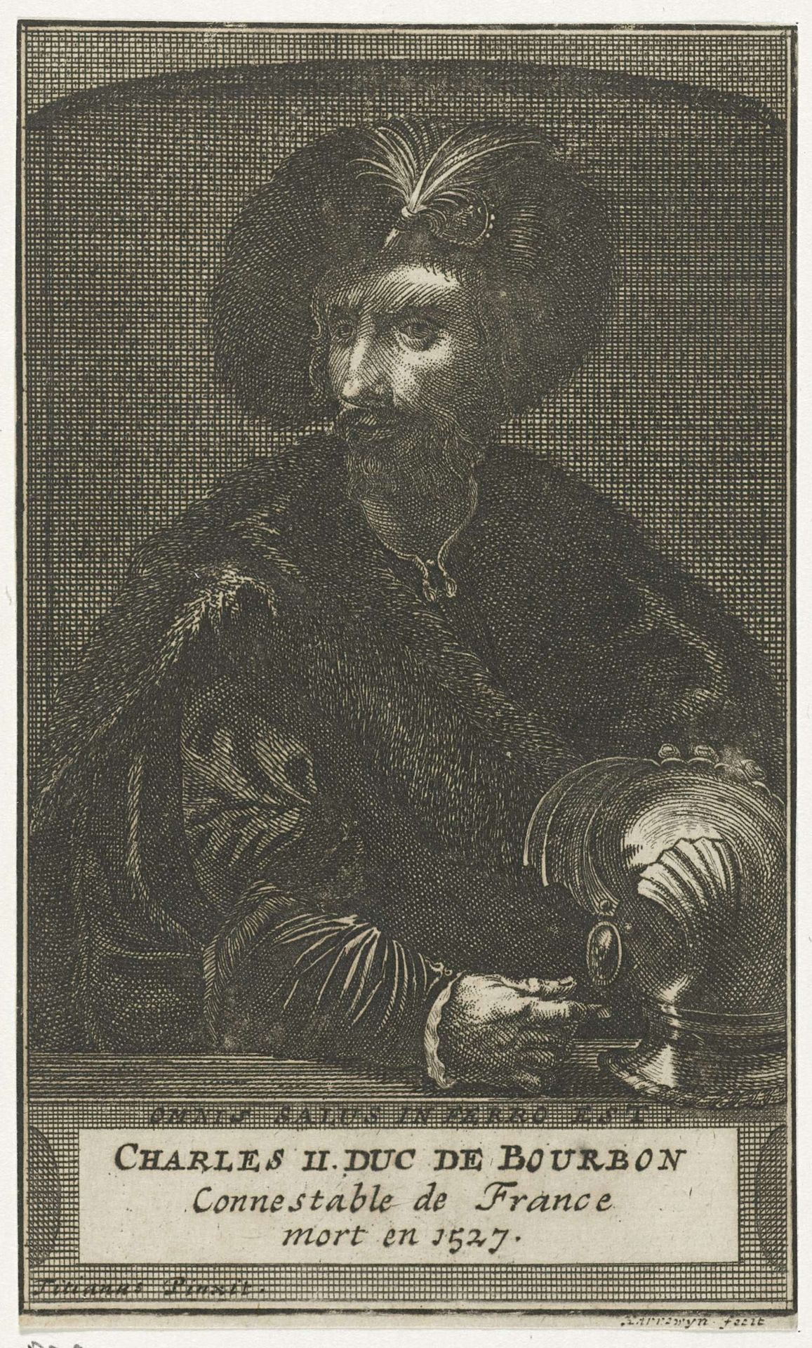 Portret van Karel III, hertog van Bourbon by Jacobus Harrewijn