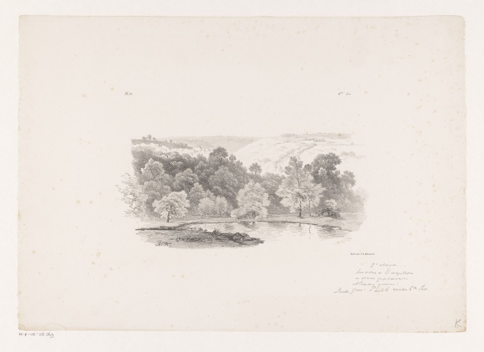 Uitzicht over heuvelachtig landschap by Barend Cornelis Koekkoek