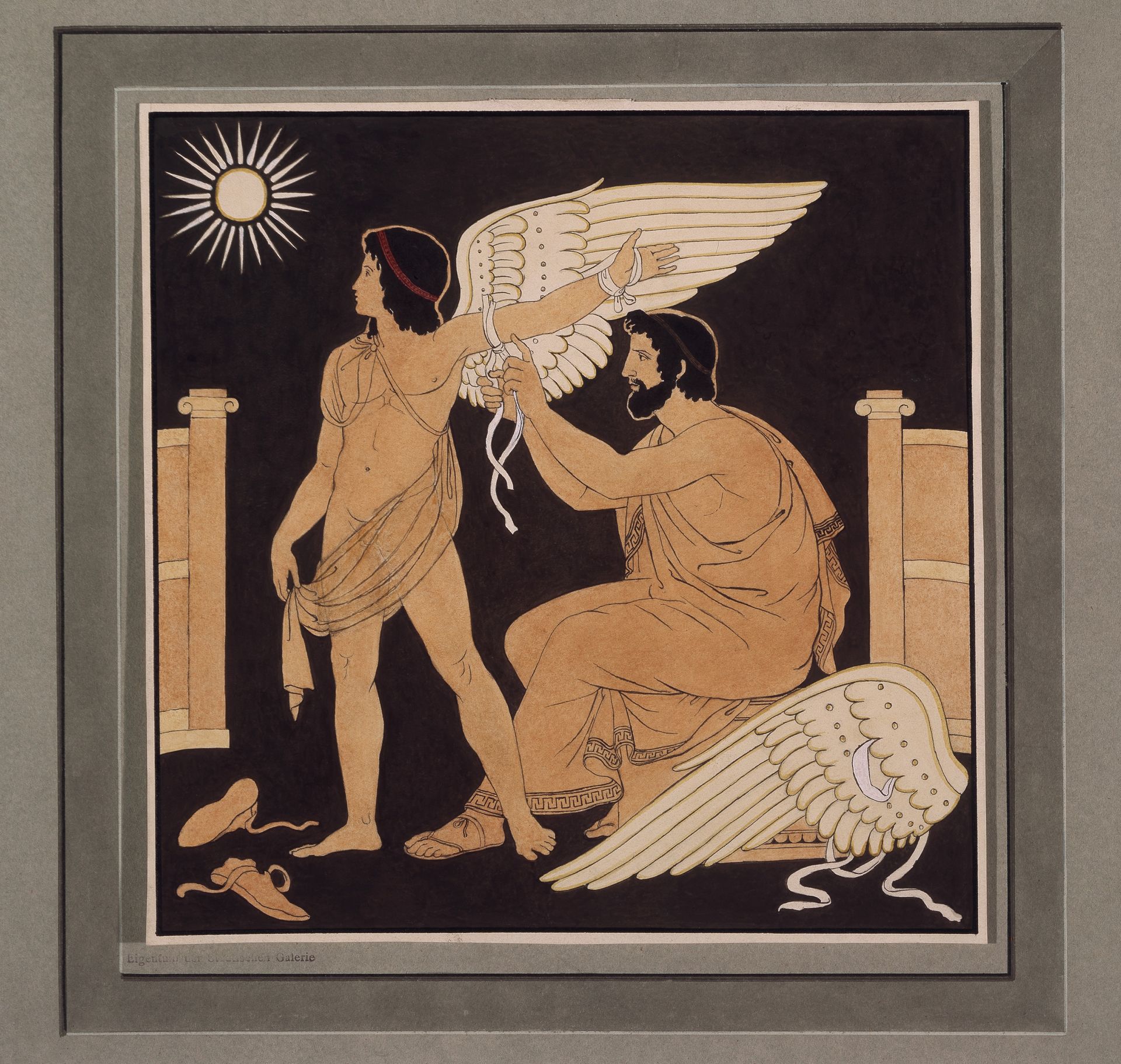 Daidalos legt Ikaros einen Flügel an by Philipp Veit