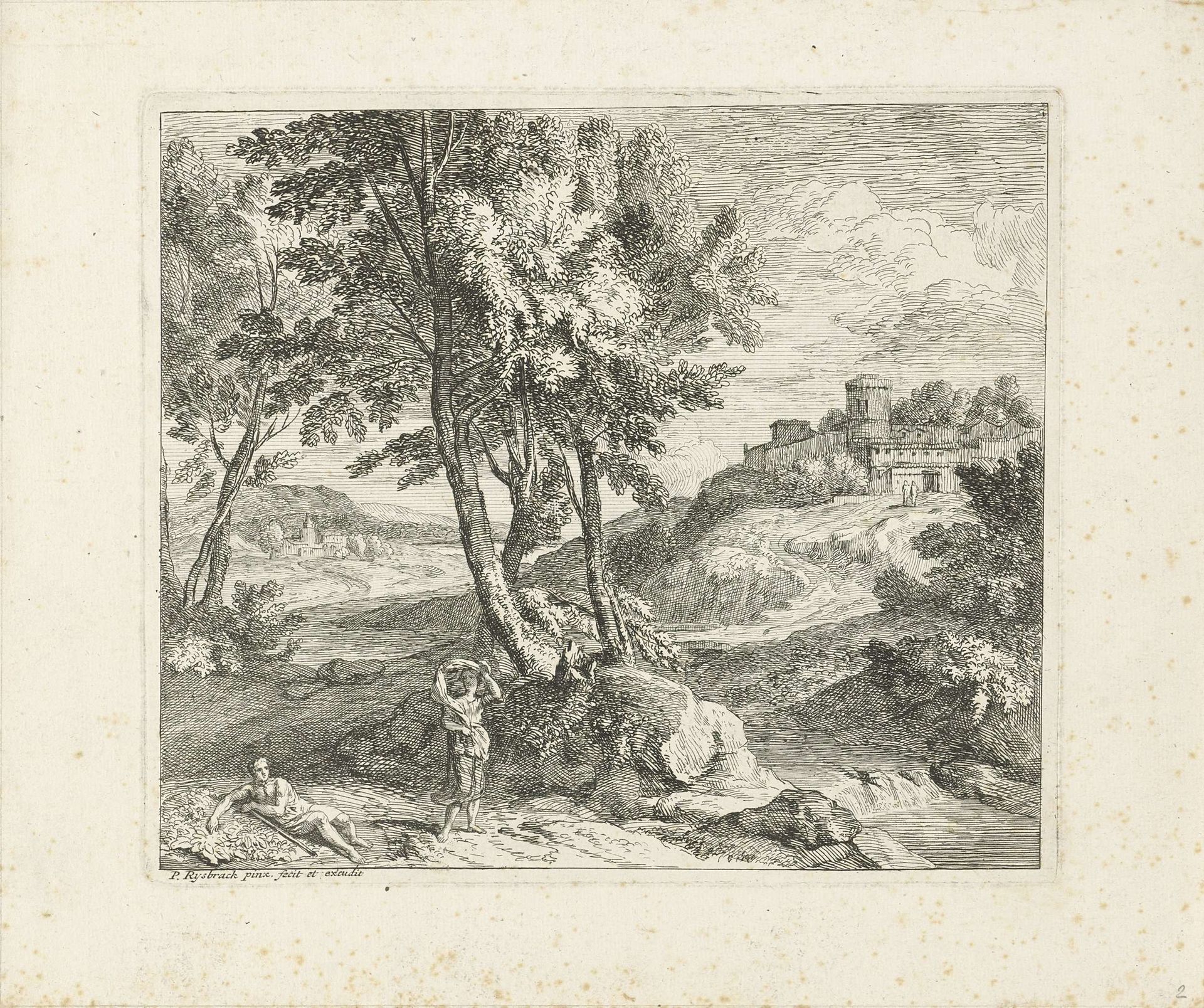 Landschap met een man en een vrouw by Pieter Rijsbraeck