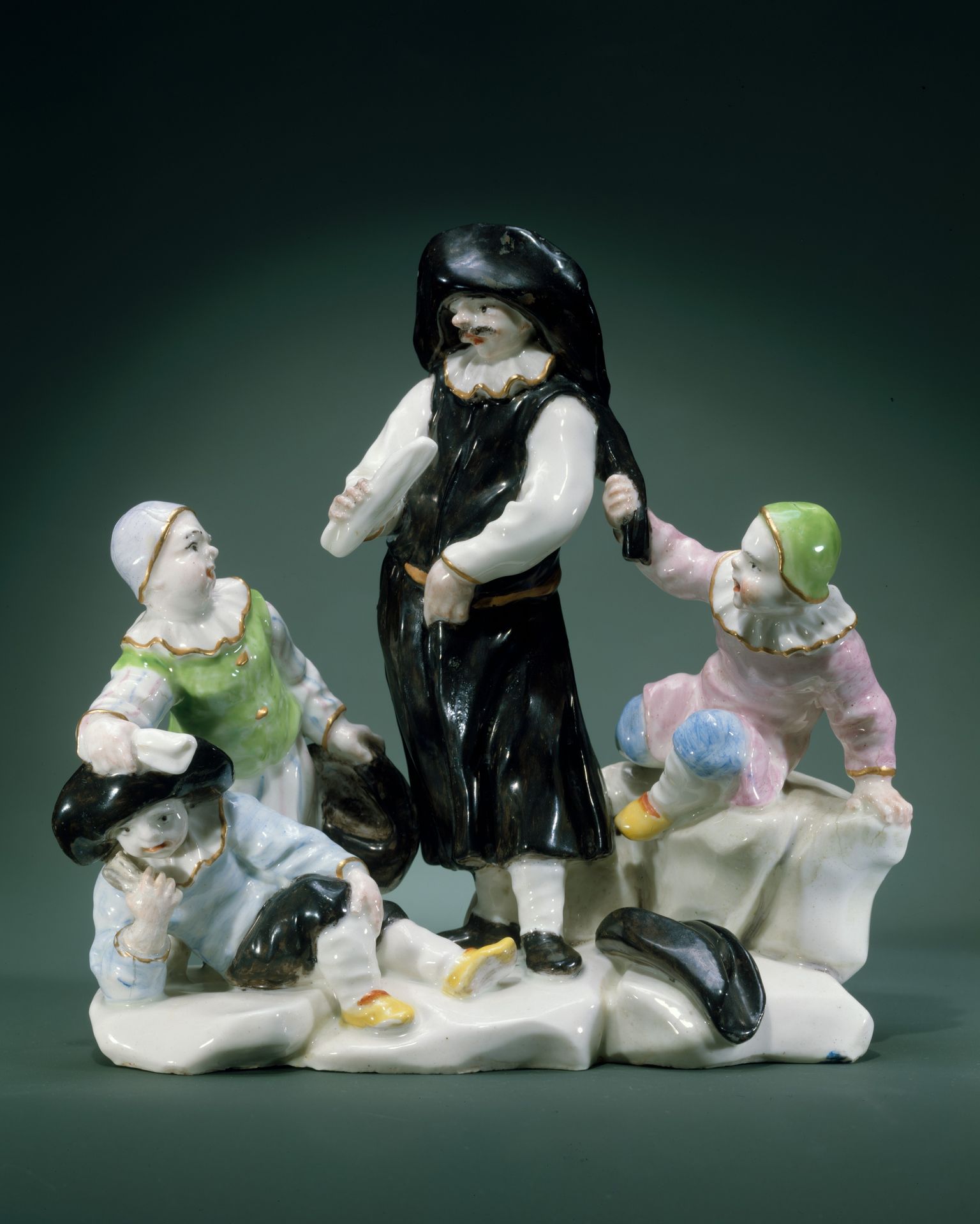 Scaramouche with Children by Capodimonte Porcelain Manufactory