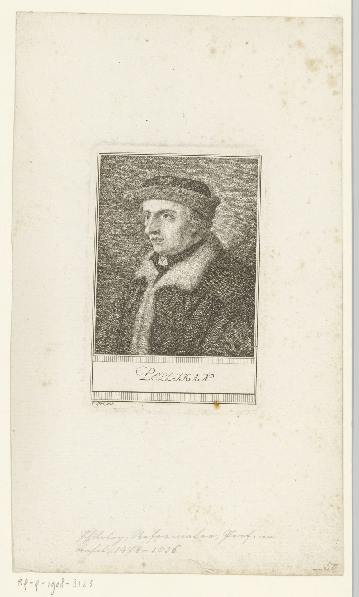Portret van Conrad Pellican by Heinrich Pfenninger