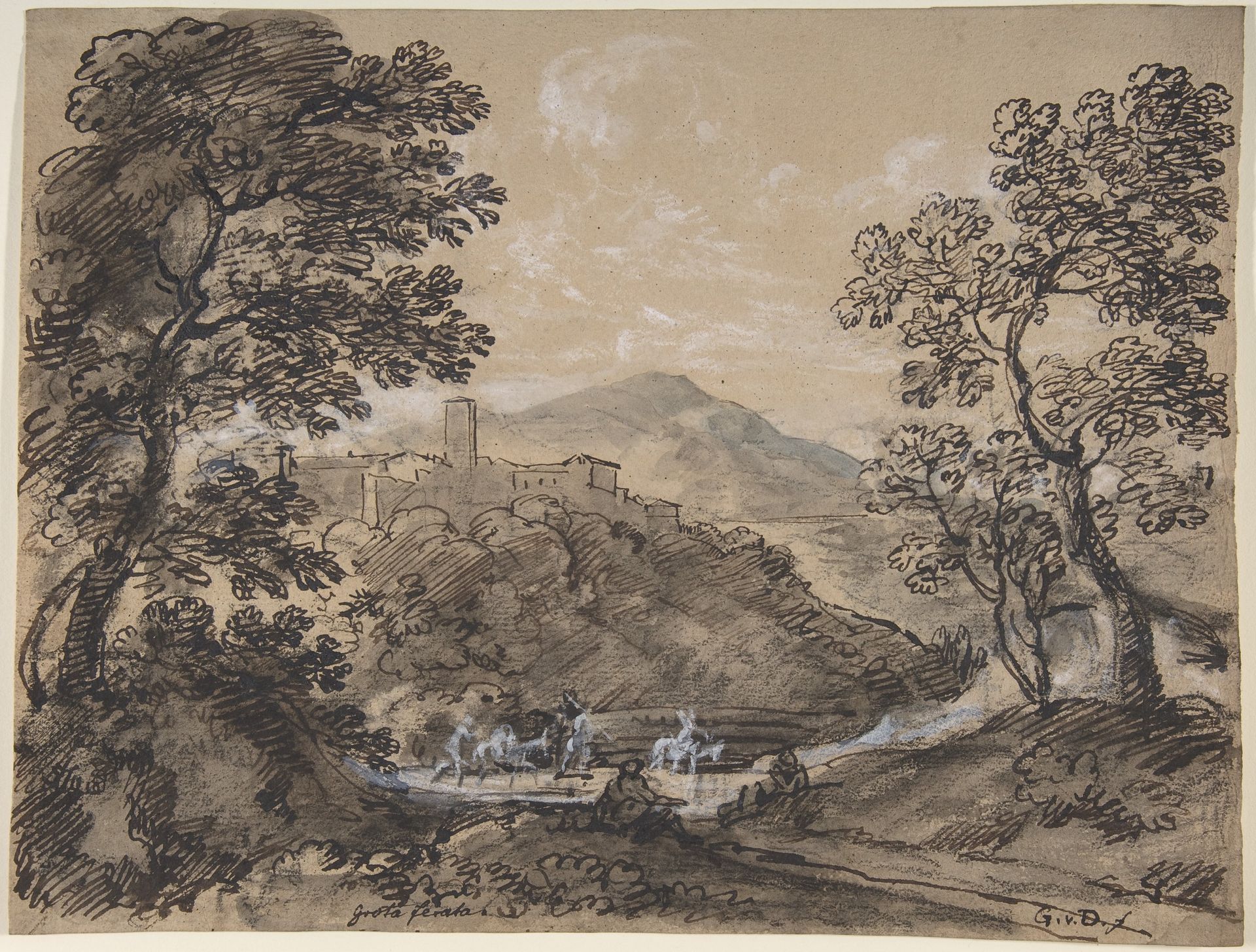 Hilly Landscape with Travellers by Johann Georg von Dillis