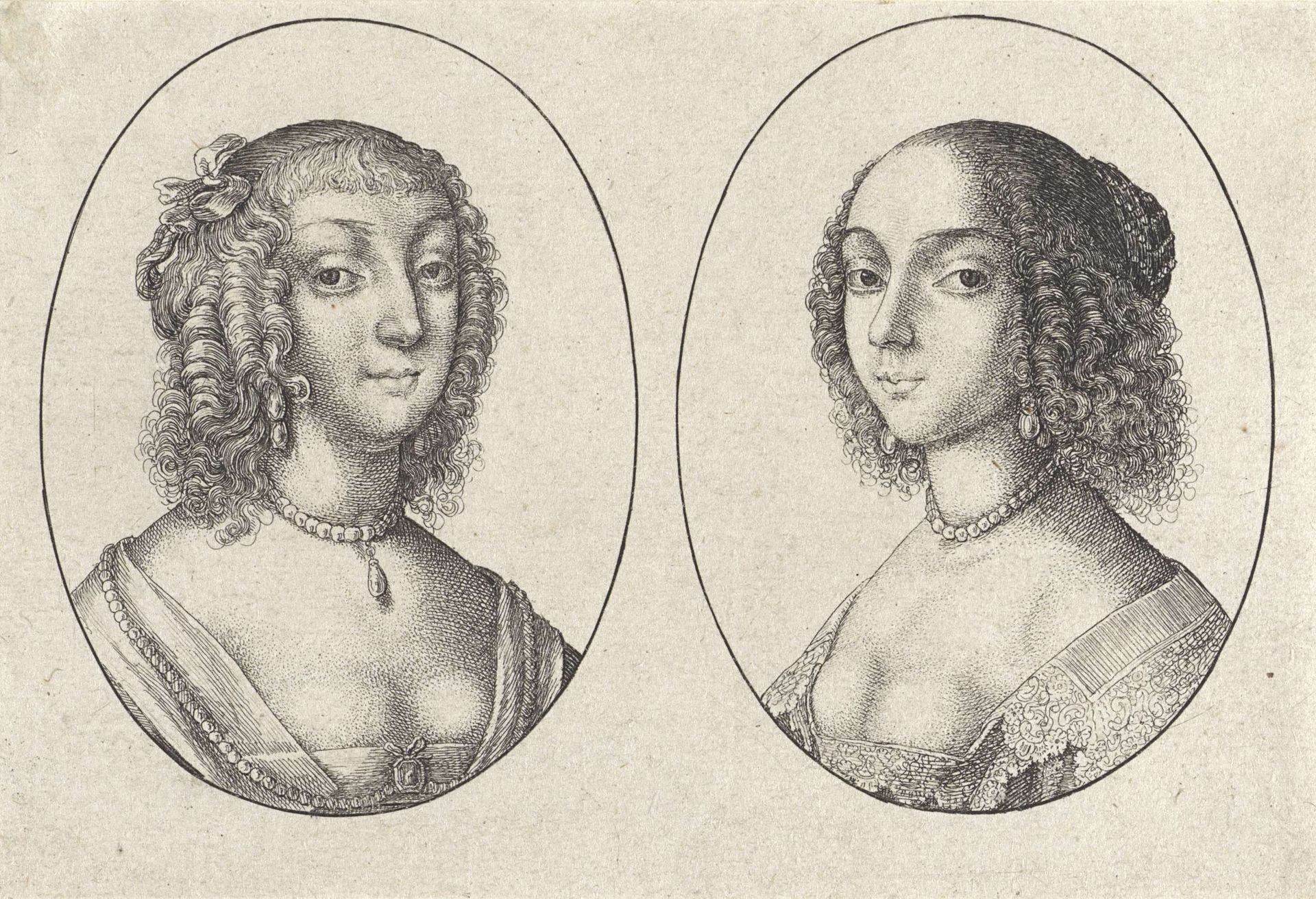 Twee portretten van jonge vrouwen by Wenceslaus Hollar