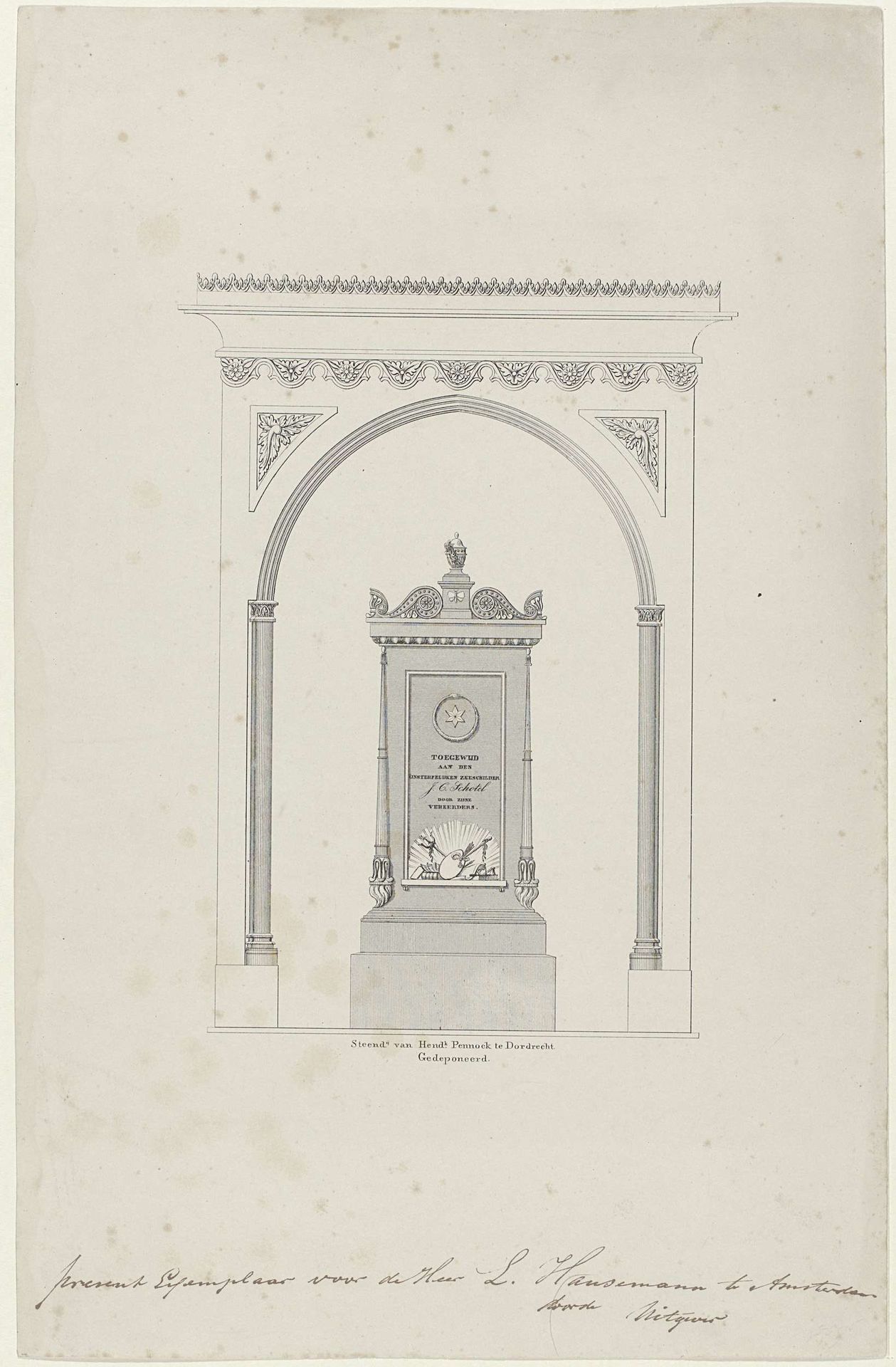 Monument ter nagedachtenis aan de schilder J.C. Schotel, 1838 by Hendrikus Pennock