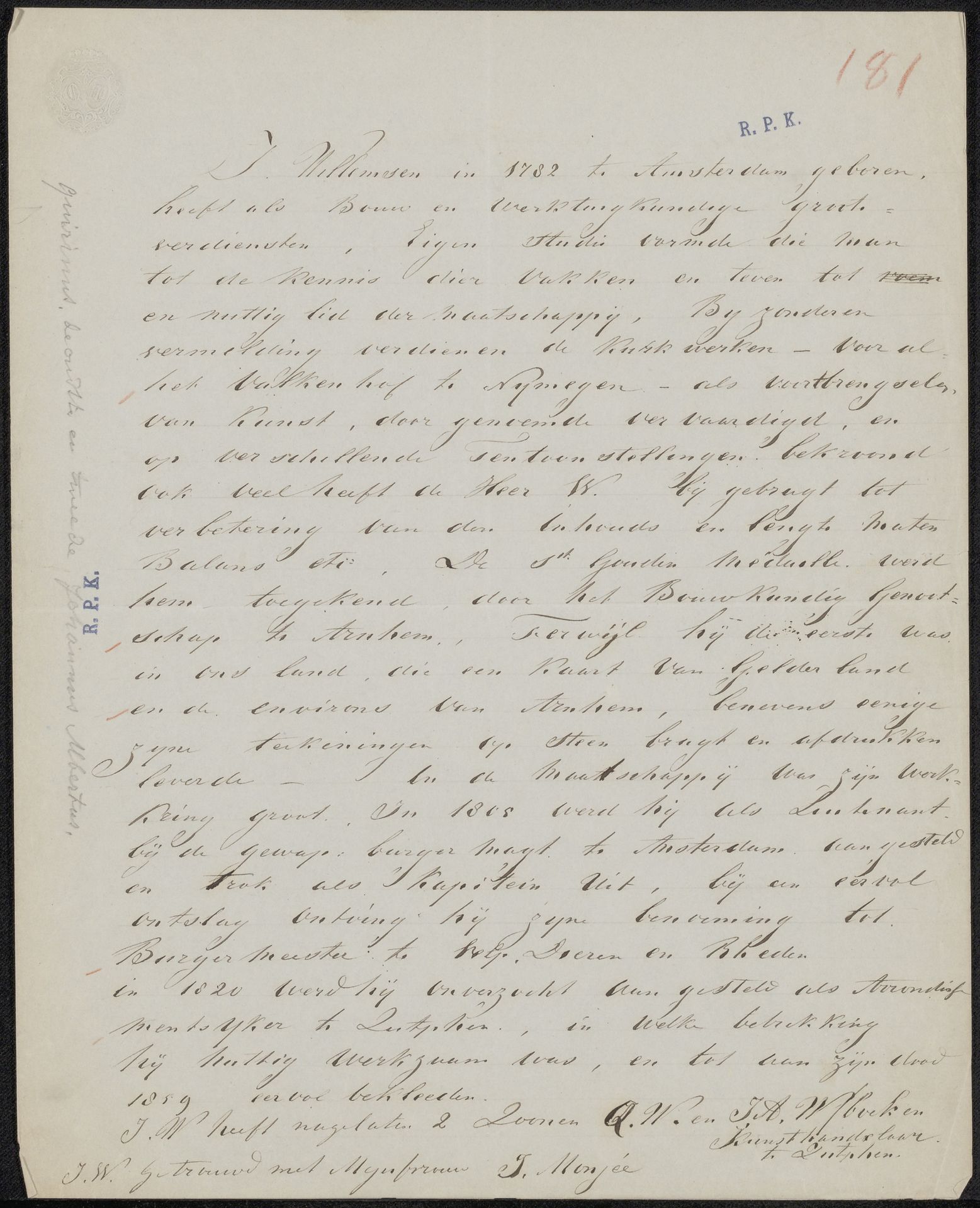 Handschrift betreffende Jan Willemsen by G. Willemse