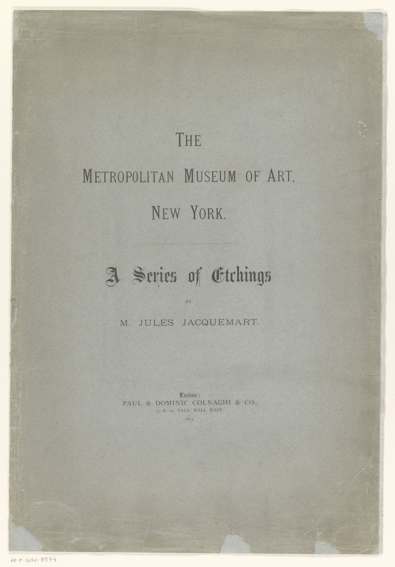 Omslag voor elf prenten van Jules Jacquemart naar schilderijen in The Metropolitan Museum of Art by Colnaghi & Co