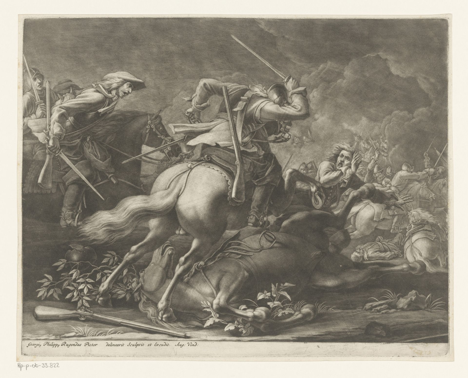 Ruitergevecht by Georg Philipp Rugendas