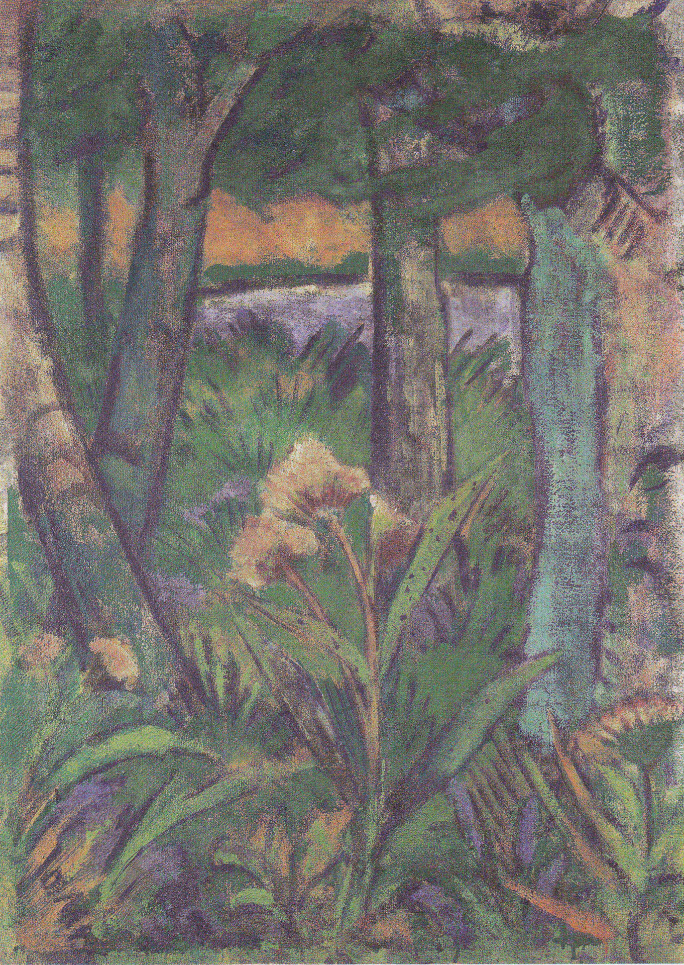 Waldstück Mit Blumen Und Teich by Otto Mueller