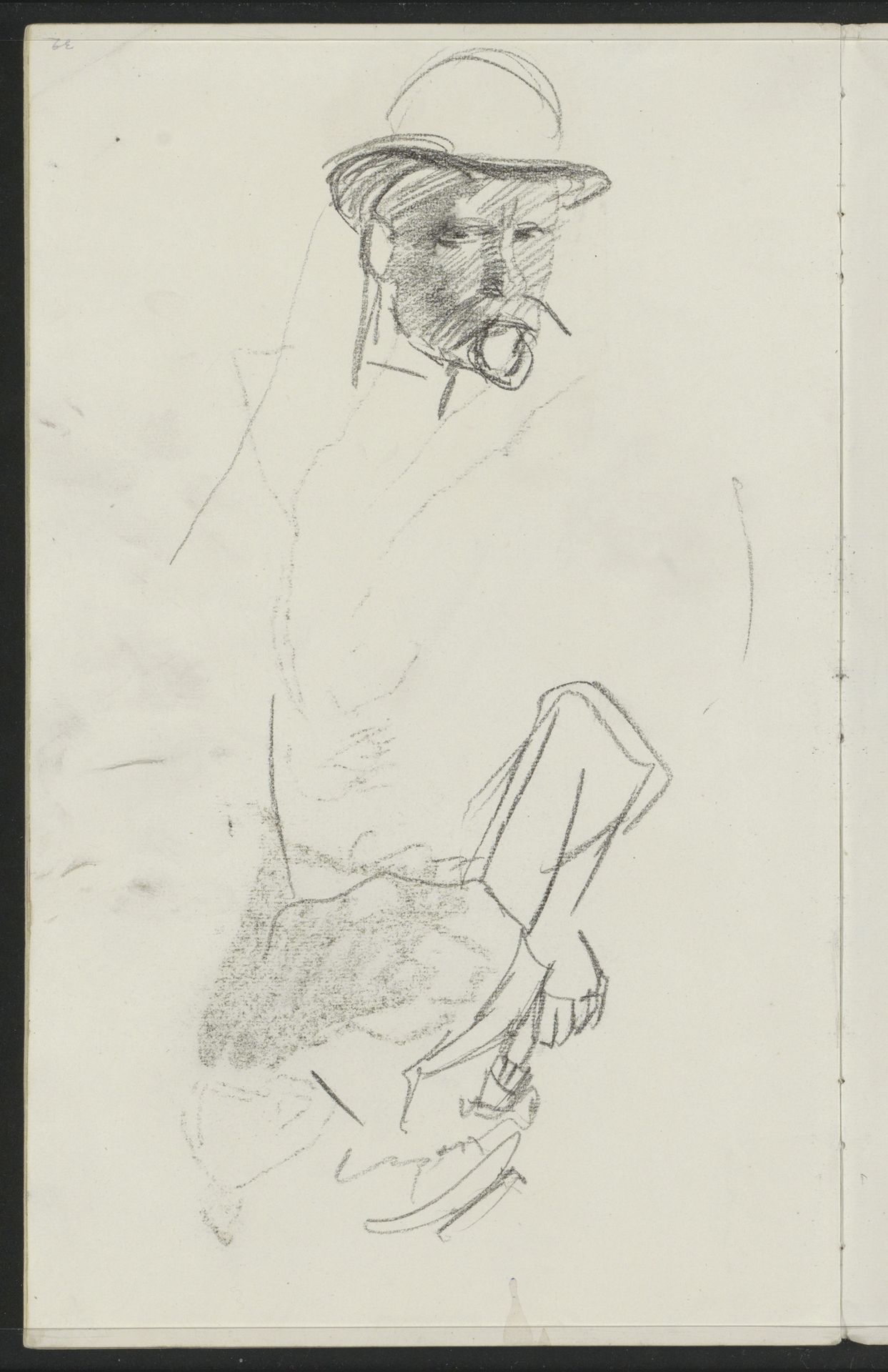 Zelfportret van Isaac Israels met hoed by Isaac Israels