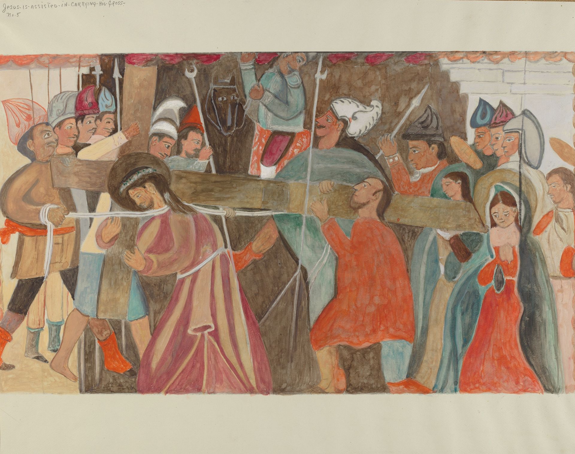 Station of the Cross No. 5: "Jesus is Assisted in Carrying His Cross by William Herbert