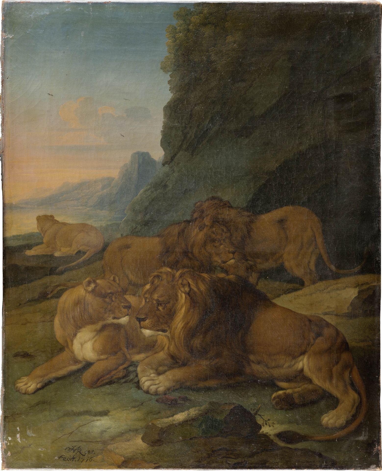 Landscape with a Lion Family by Johann Melchior Roos
