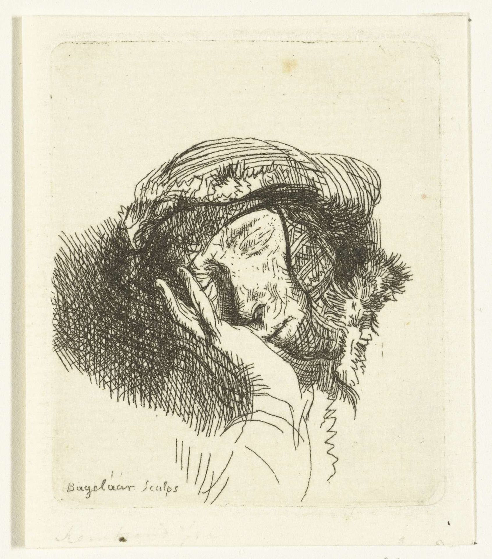 Slapende vrouw met hand onder haar hoofd by Ernst Willem Jan Bagelaar