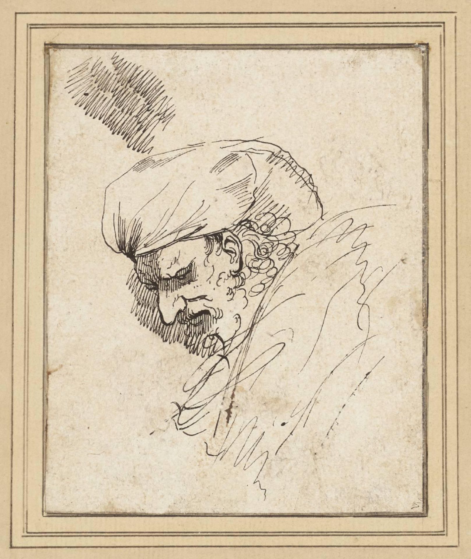 Head of a Man in a Cloth Headdress by John Hamilton Mortimer
