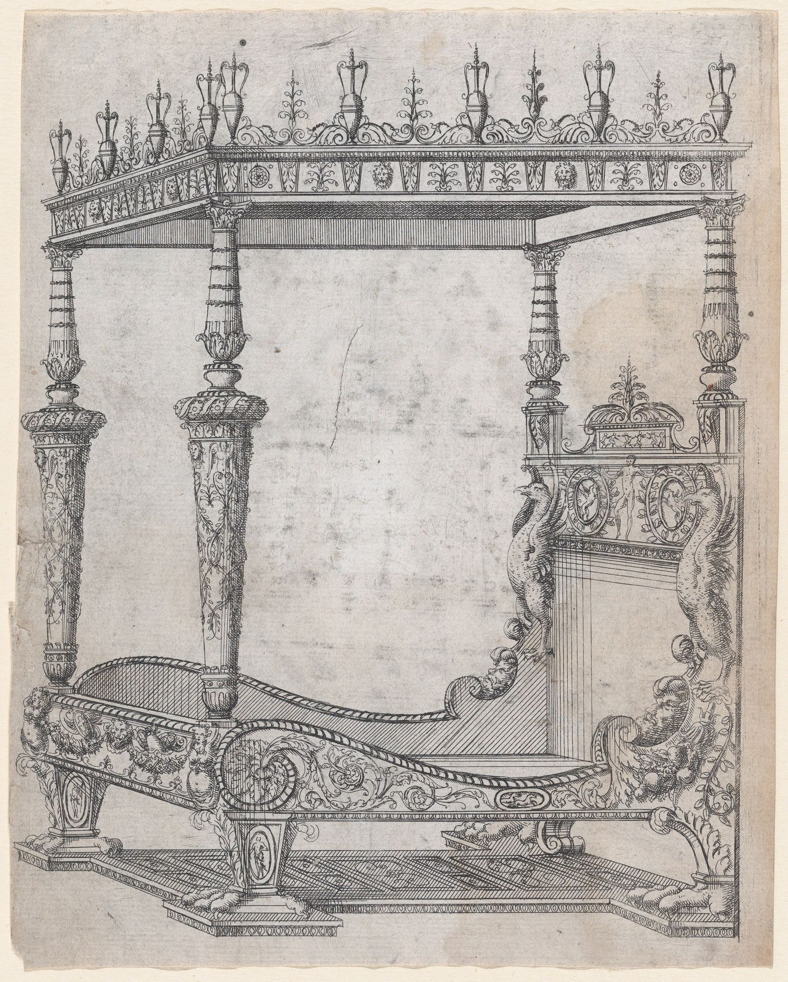 Design for a Four Poster Bed by Jacques Androuet Du Cerceau