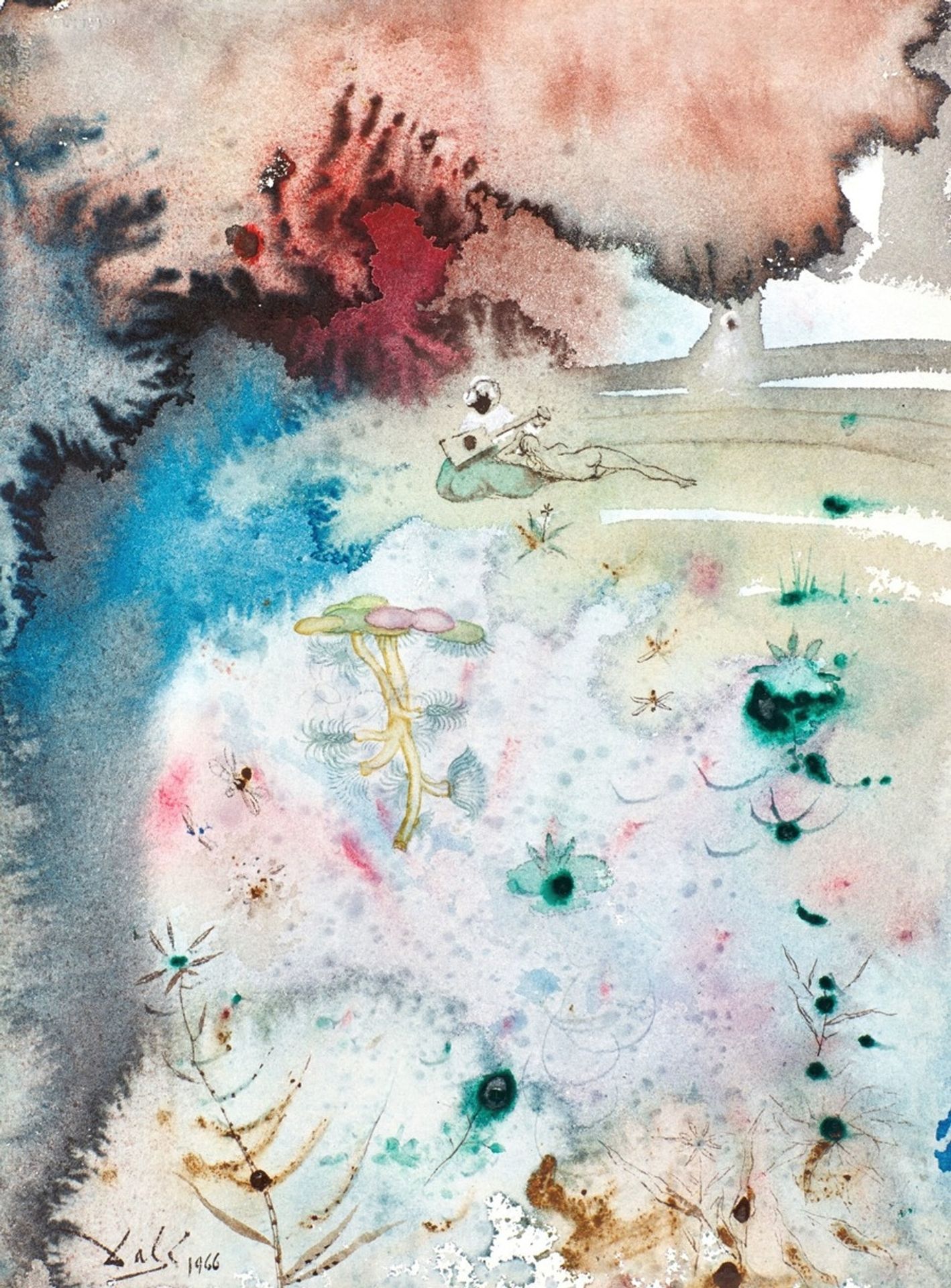 Arabe Jouant De La Guitare Et Nu Féminin by Salvador Dalí