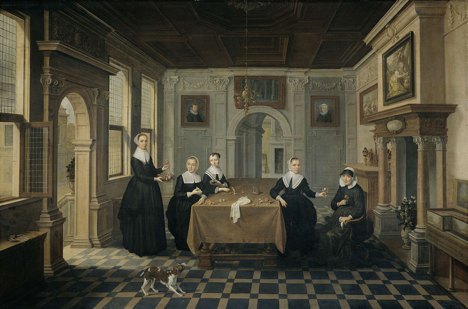 Five Ladies in an Interior by Dirck van Delen