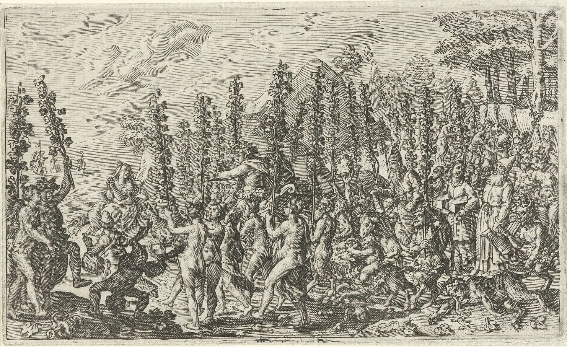 Bacchus vindt Ariadne op Naxos by Jacob Matham