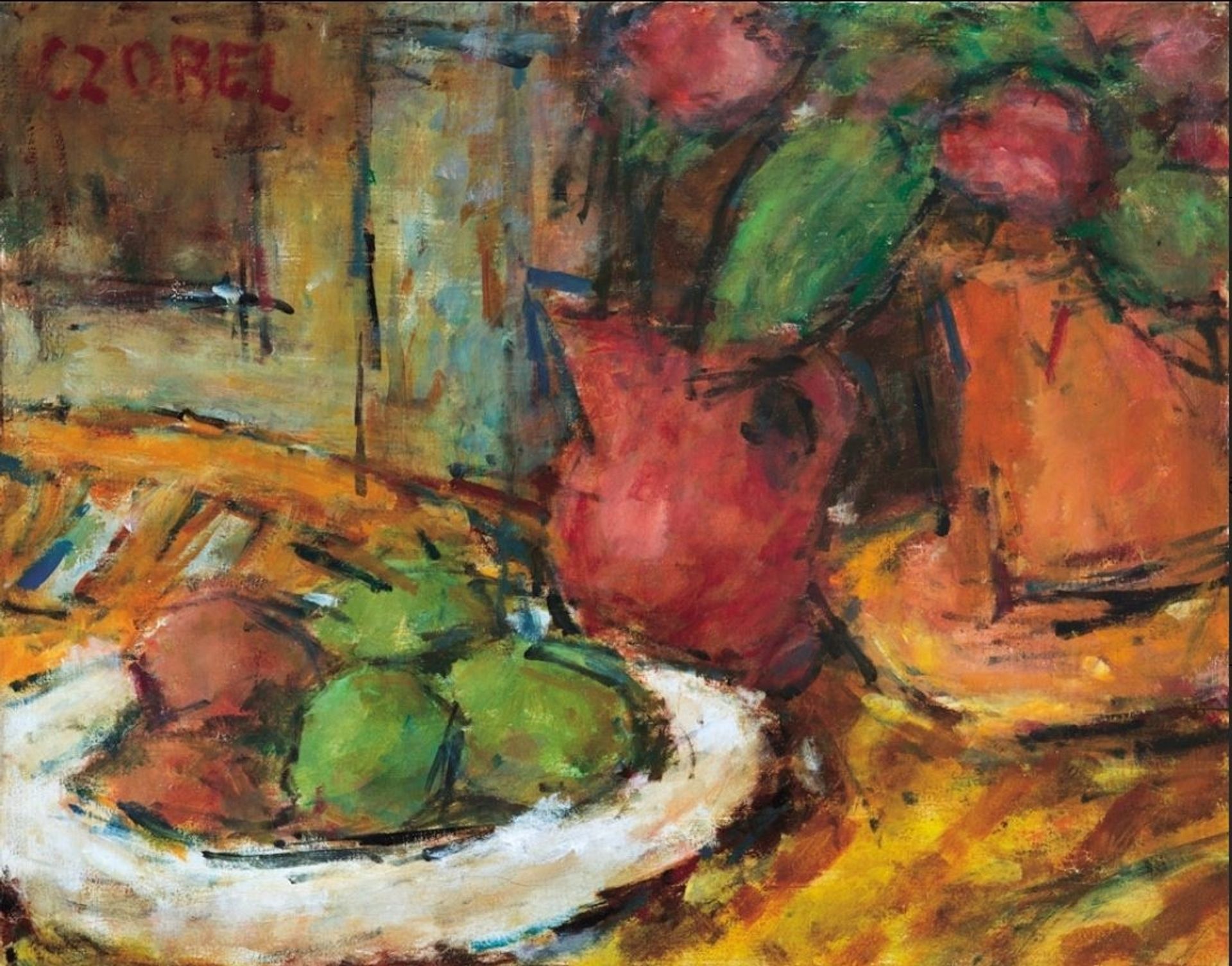 Bela Adalbert Czobel Still Life Wit Flowers and by Bela Czobel